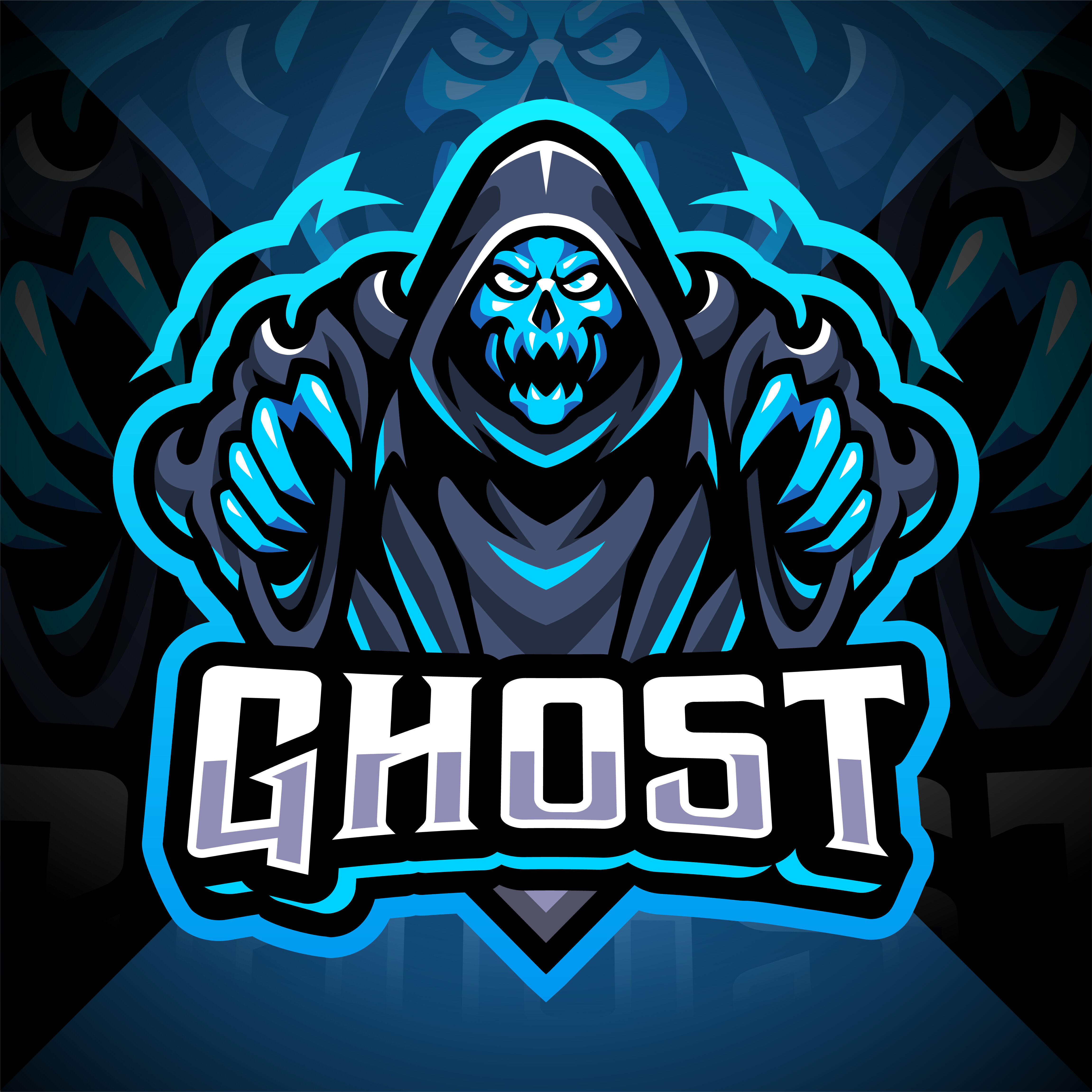 Ghost esport mascot logo design By Visink | TheHungryJPEG