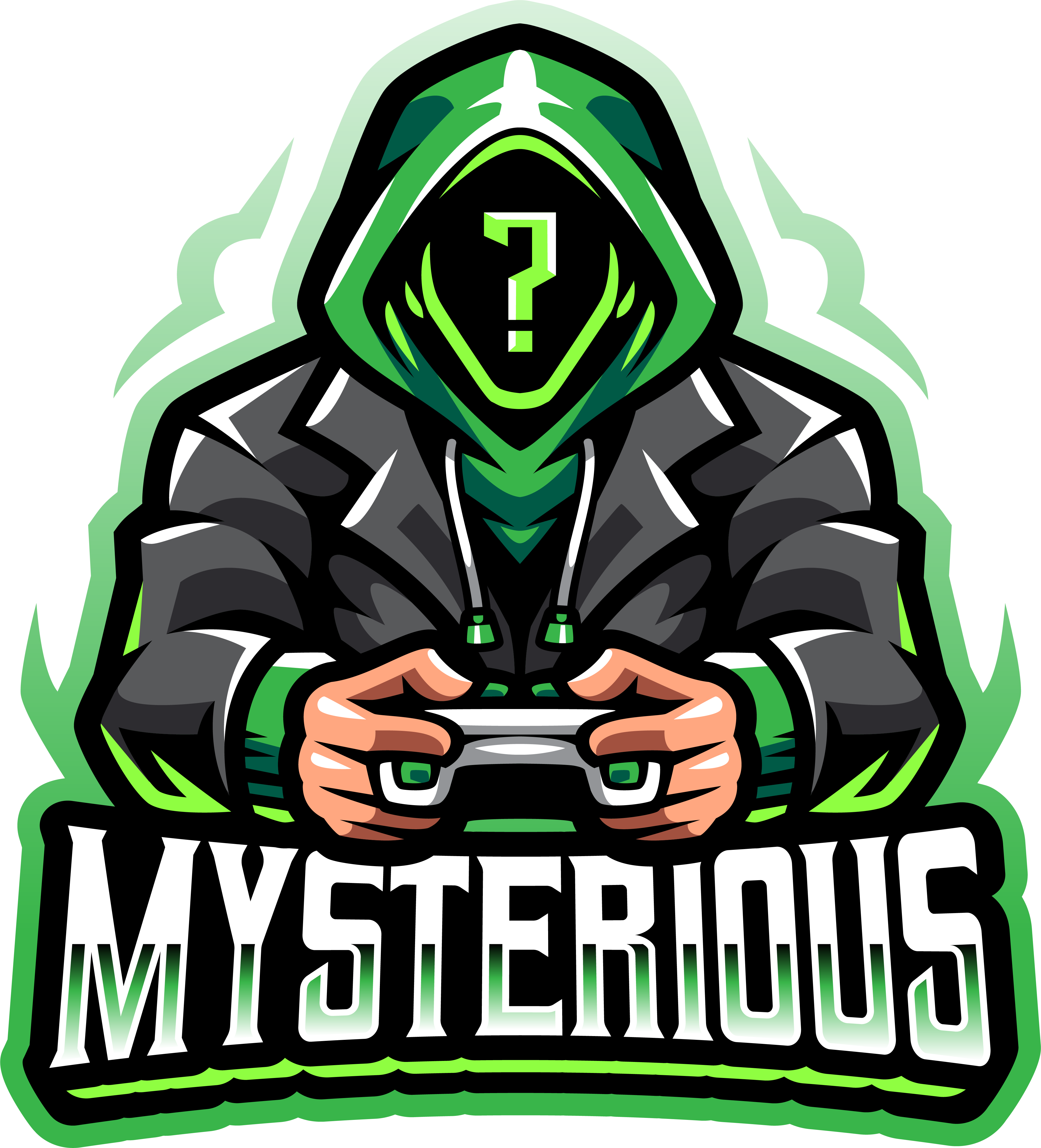 Mysterious gamer esport mascot logo design on transparent
