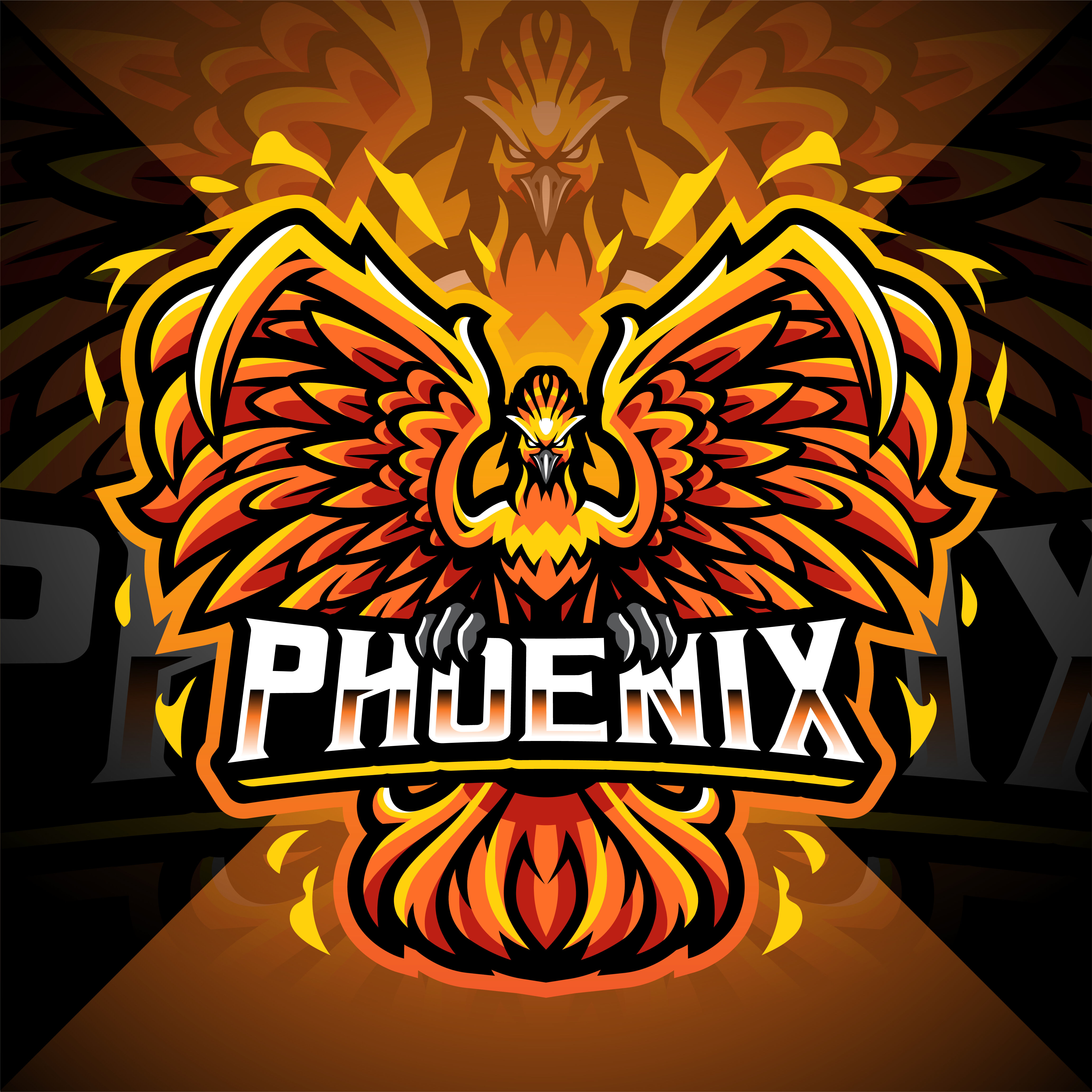 Phoenix esport mascot logo design By Visink | TheHungryJPEG