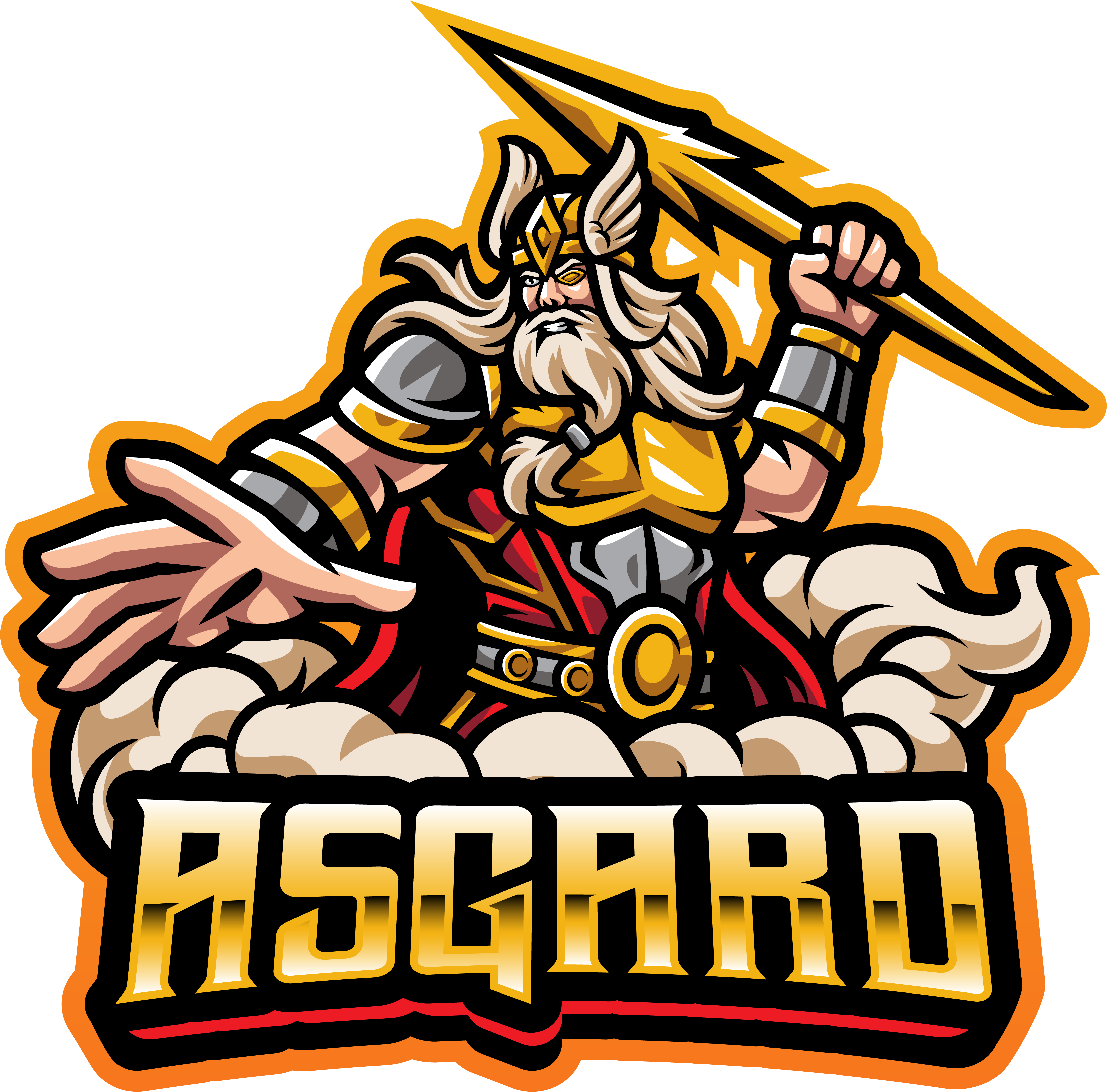 Design do logotipo do mascote king asgard esport