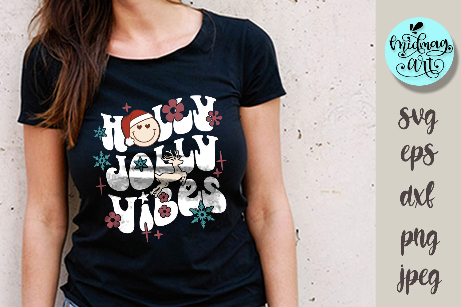 Holly Jolly Vibes T-Shirt Design ,Holly Jolly Vibes SVG Cut File