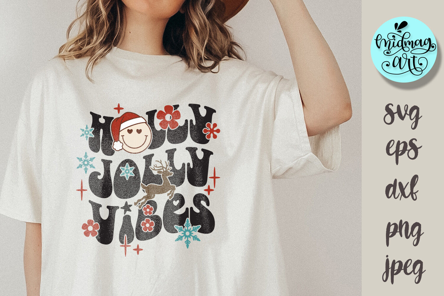 Holly Jolly Vibes T-Shirt Design ,Holly Jolly Vibes SVG Cut File