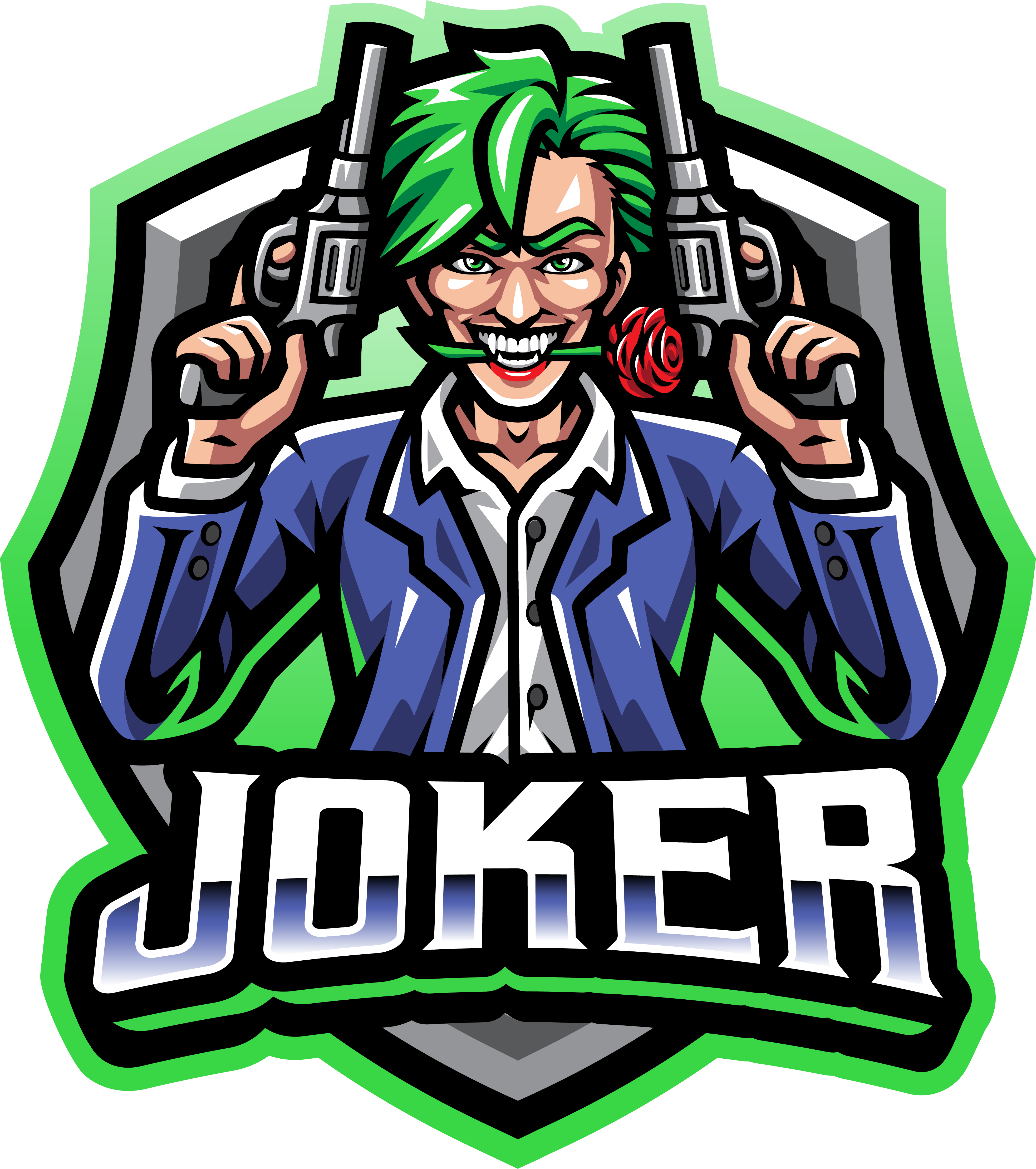 Joker gunner esport mascot logo design By Visink | TheHungryJPEG