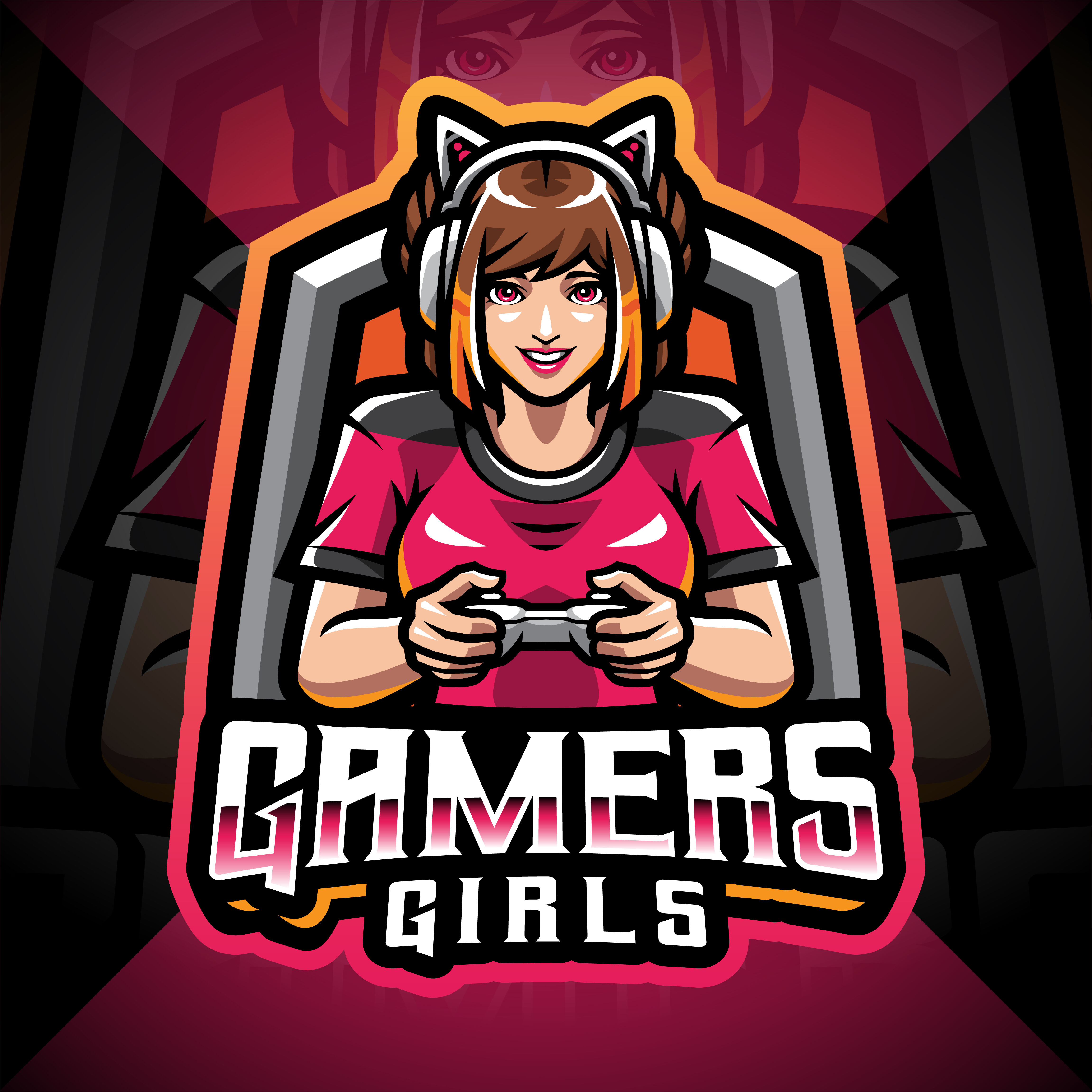 Gamer Girls Esport Mascot Logo By Visink Thehungryjpeg