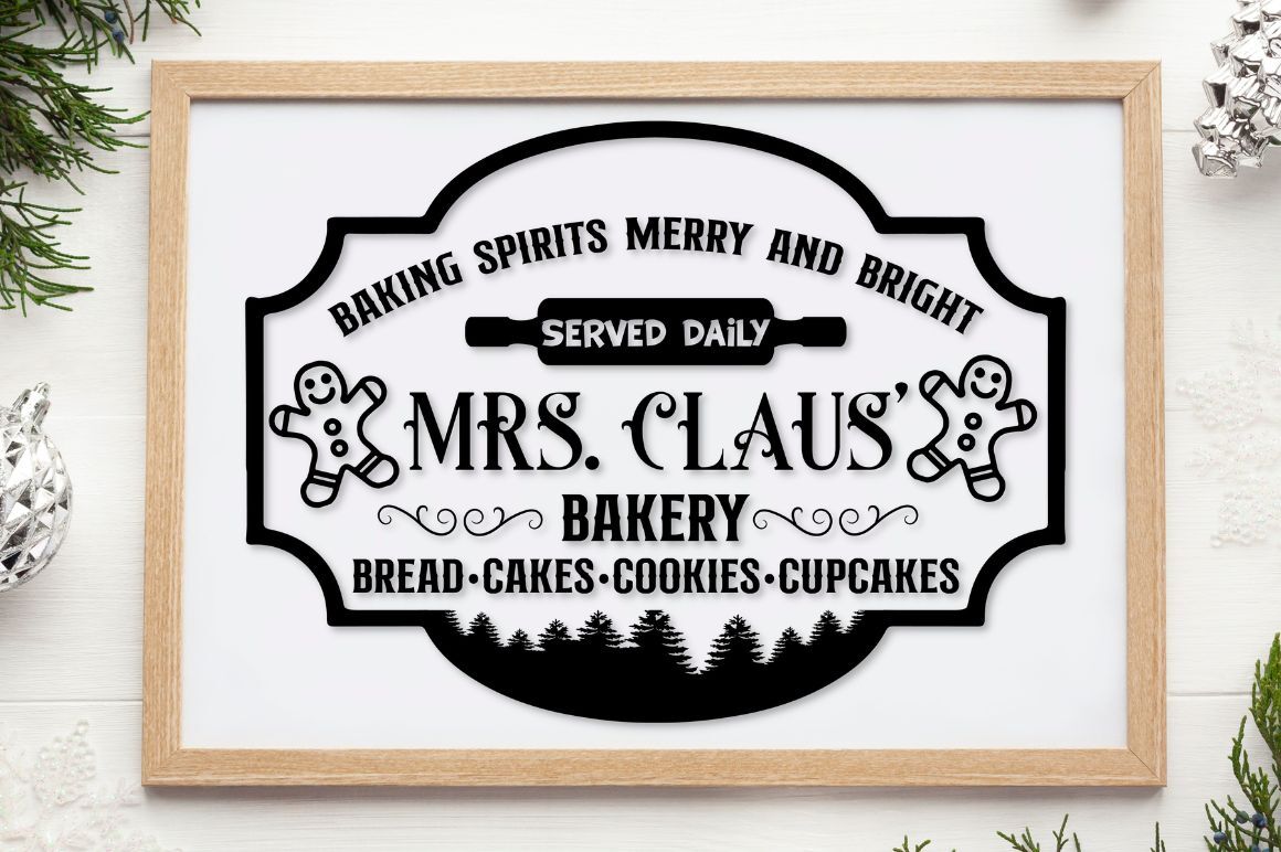 Mrs Claus Bakery Vintage Sign SVG File