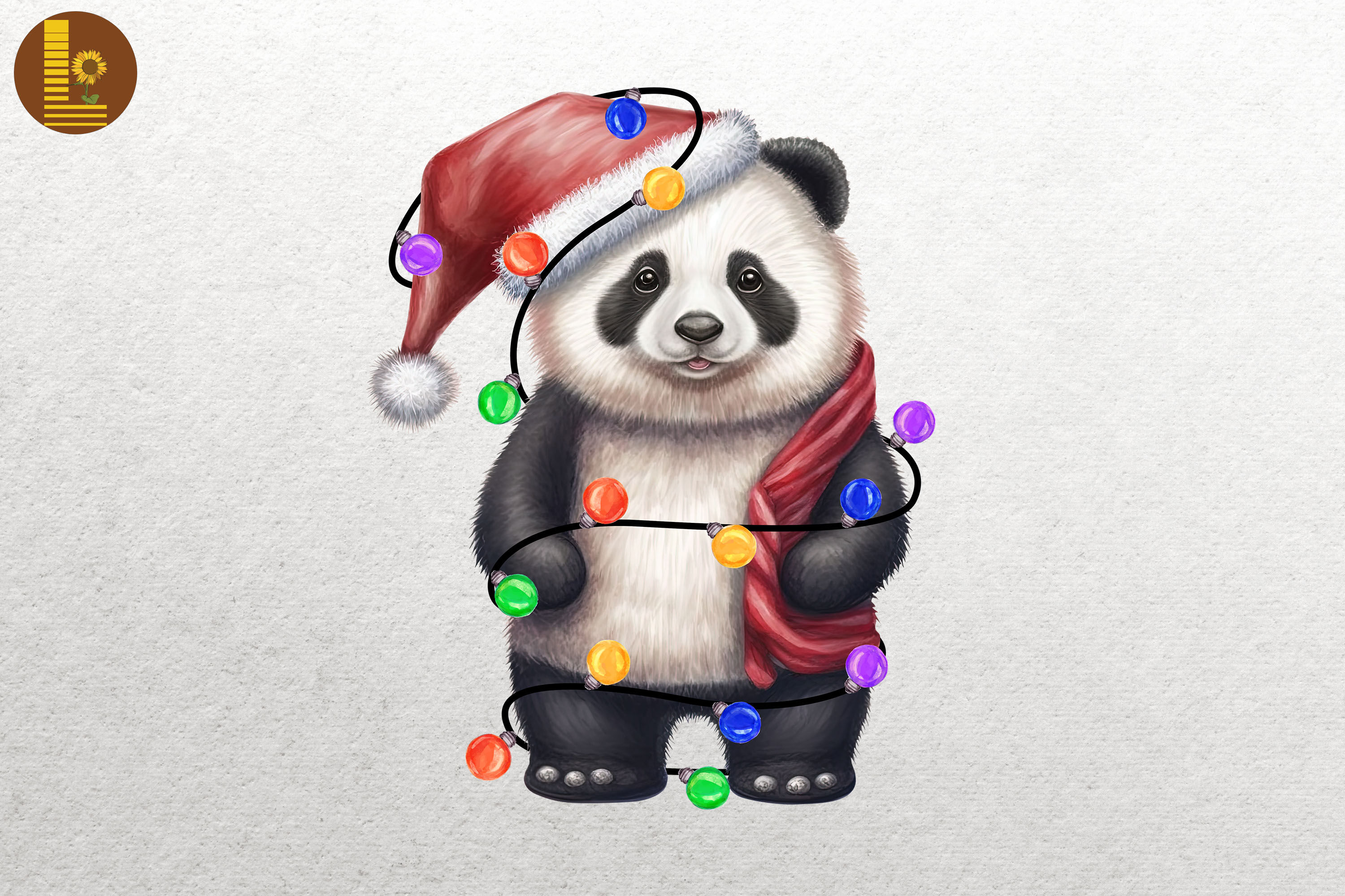 Premium AI Image  cute Panda christmas holiday fantasy tea party watercolor