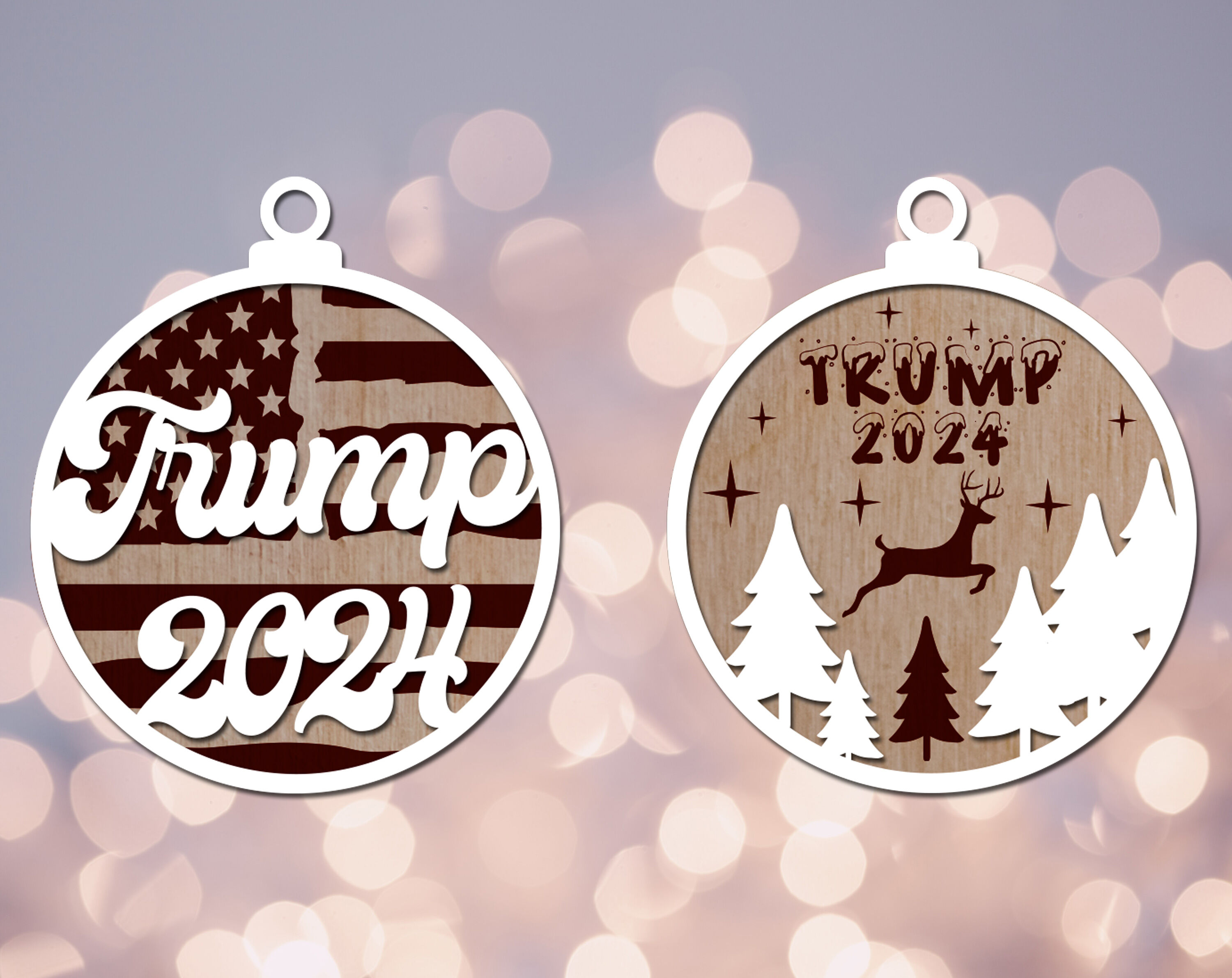 Trump 2024 Christmas Ornaments Laser SVG Bundle 8 Designs By