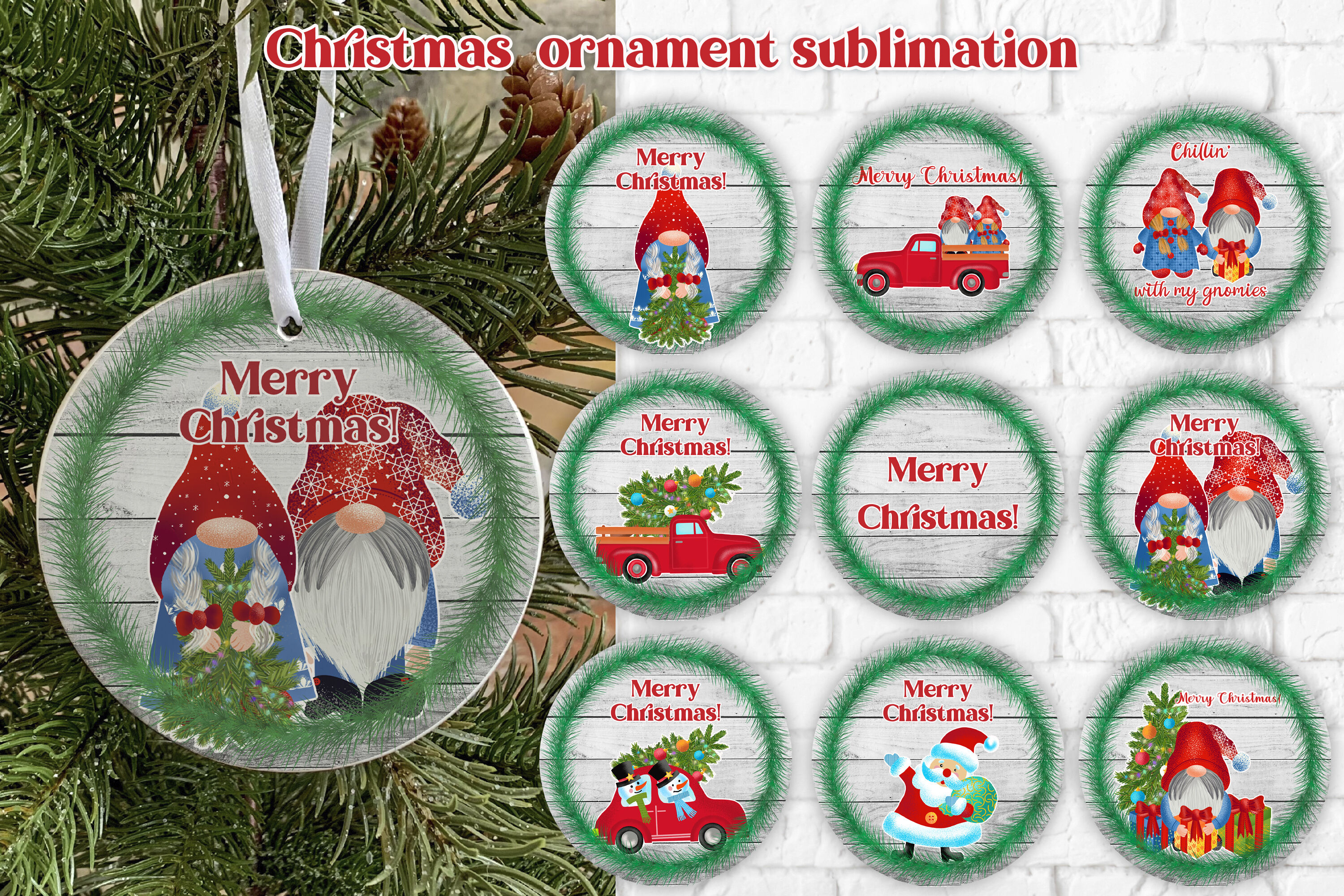 Christmas ornaments sublimation, Christmas gnome ornament By Svetana  Studio