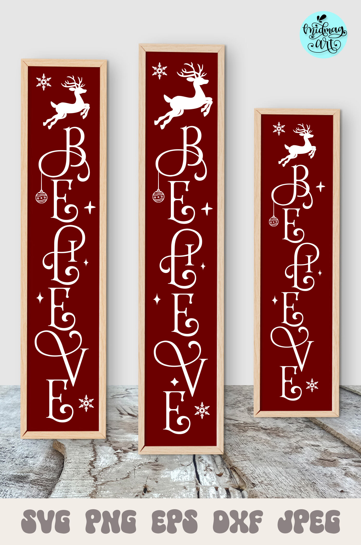 Believe porch sign svg, Christmas Vertical Outdoor Porch By Midmagart ...