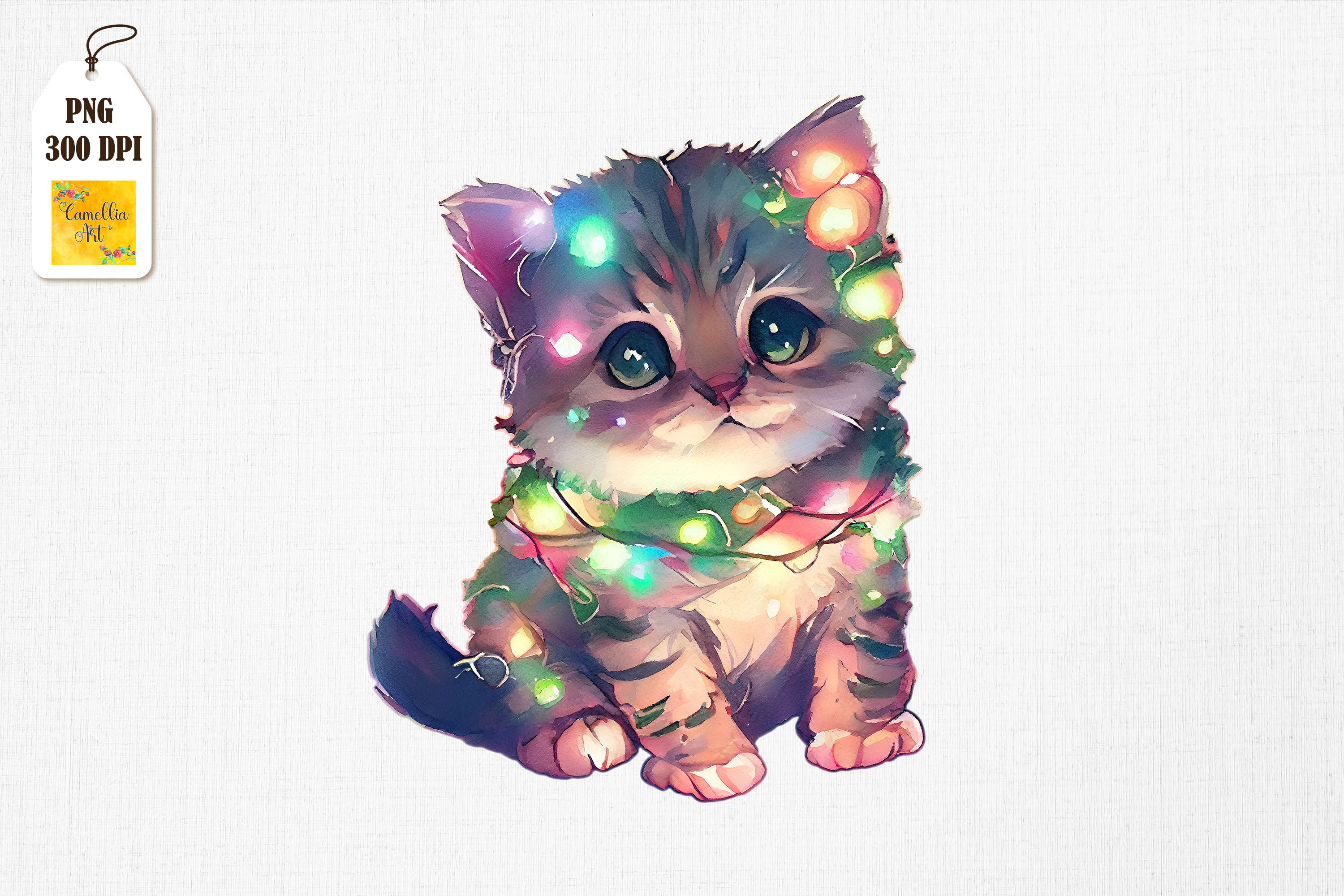 Super Cute Baby Cat Christmas Lights By Mulew Art | TheHungryJPEG