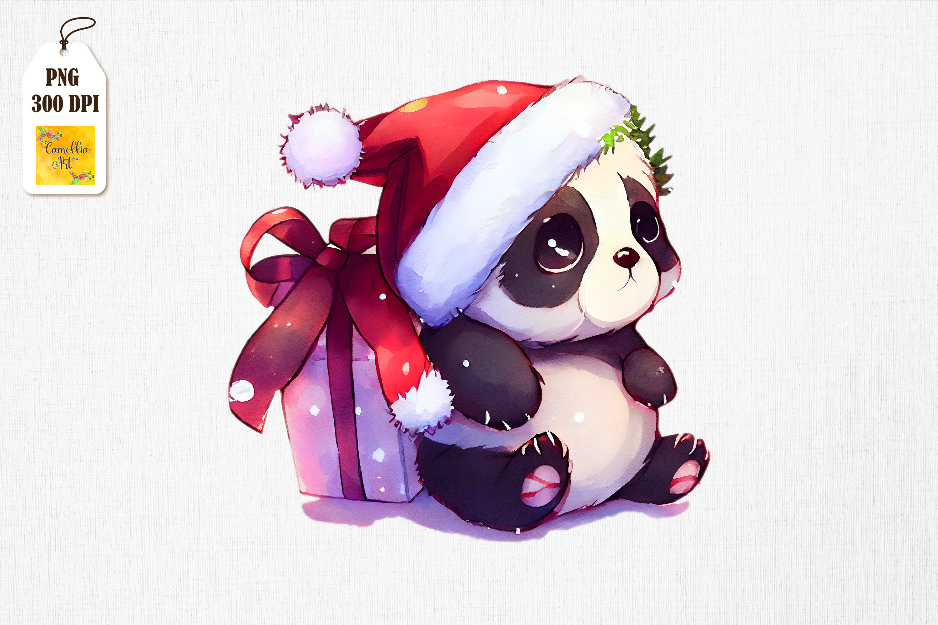 Super Cute Baby Panda In Santa Hat Xmas By Mulew Art | TheHungryJPEG