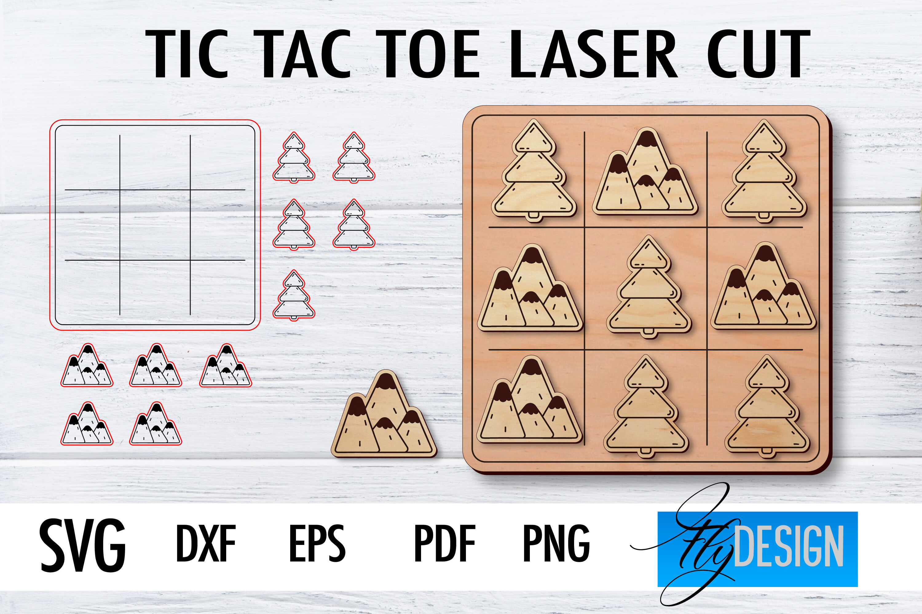 Tic Tac Toe svg files pattern for laser cutting