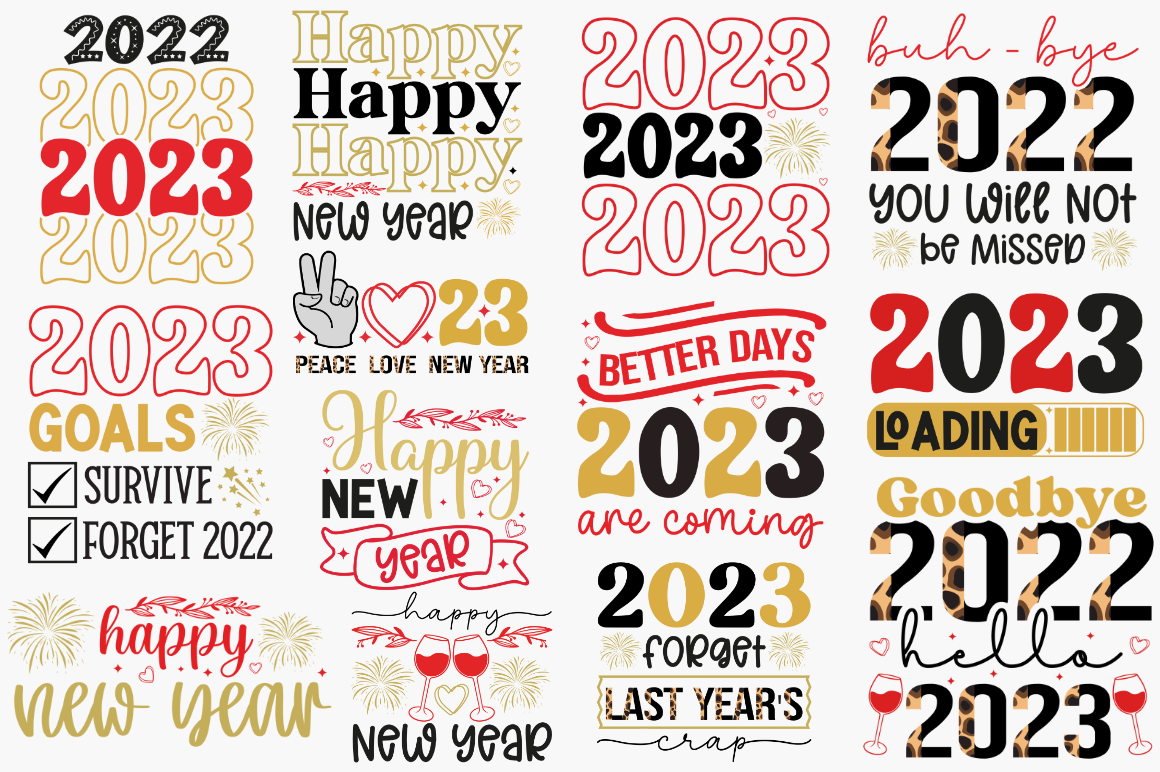 Happy New Year 2023 SVG Bundle By DESIGNS DARK | TheHungryJPEG