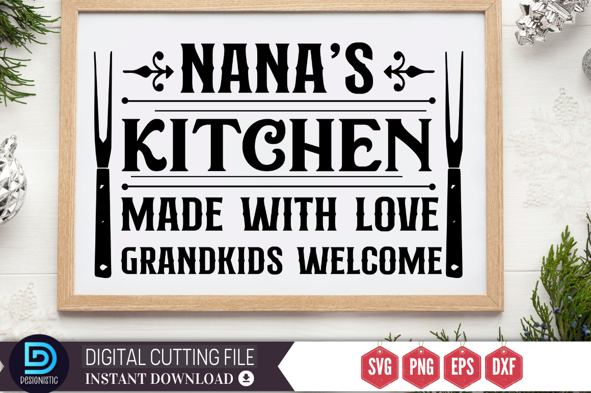 Mama's Kitchen Framed With Lyrics Svg Digital Download 