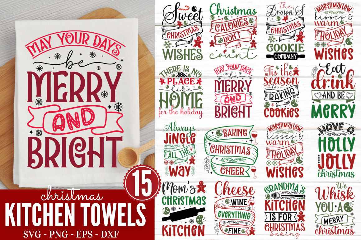 Funny Kitchen Sayings  Kitchen Towel SVG, Dish Towel Bundle