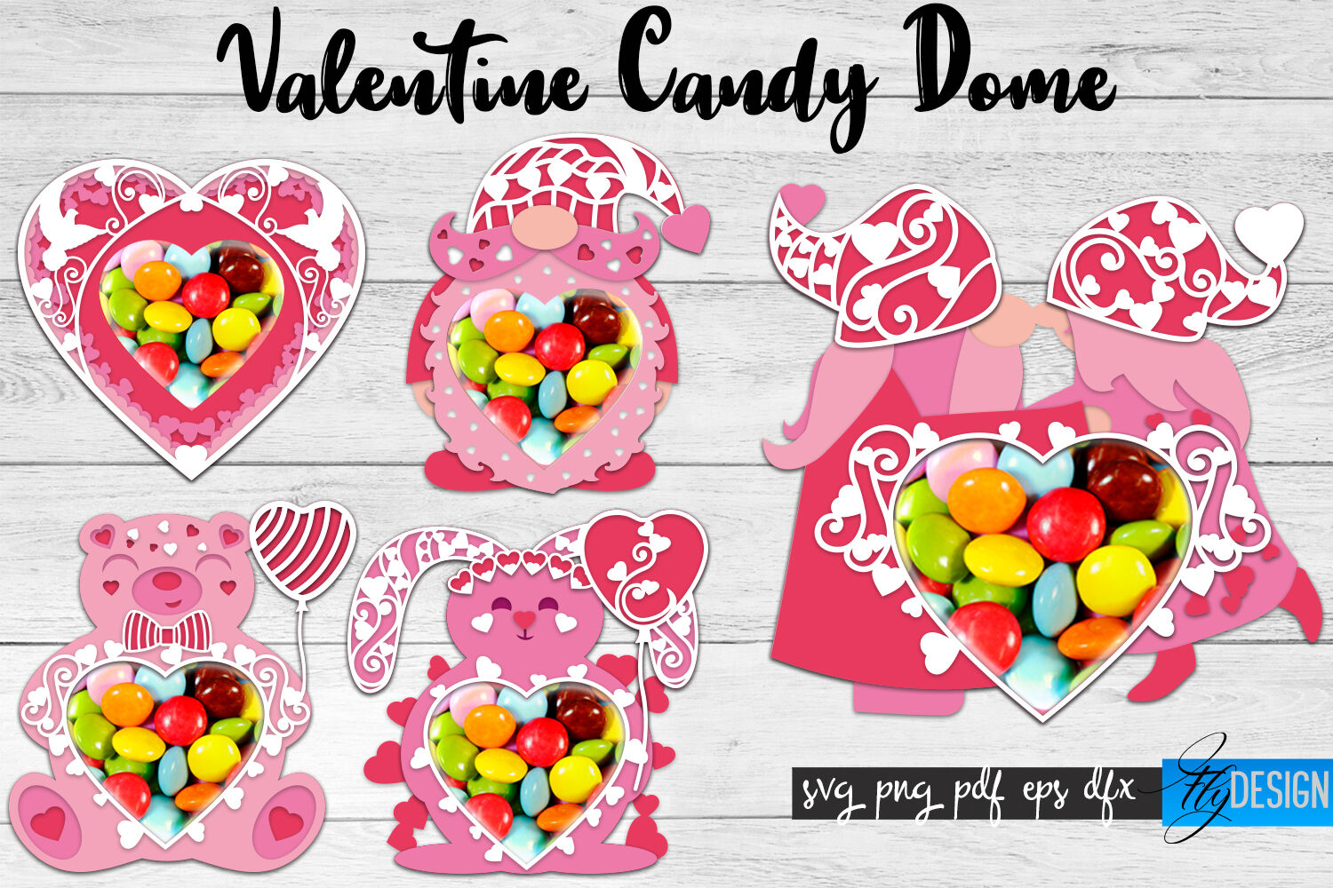 Valentine Candy Dome SVG | Candy Holders SVG | Treat Box SVG v.2 By Fly
