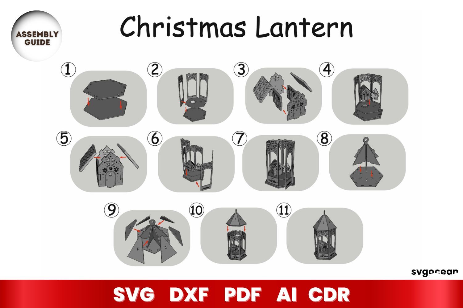 Lantern lamps set- laser cut file, Glowforge pattern