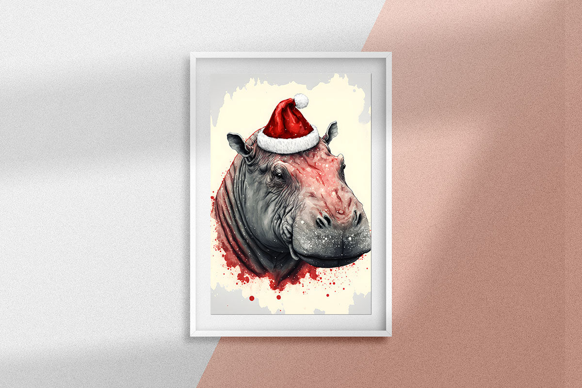 Christmas Hippo Tumbler Design By WatercolorColorDream