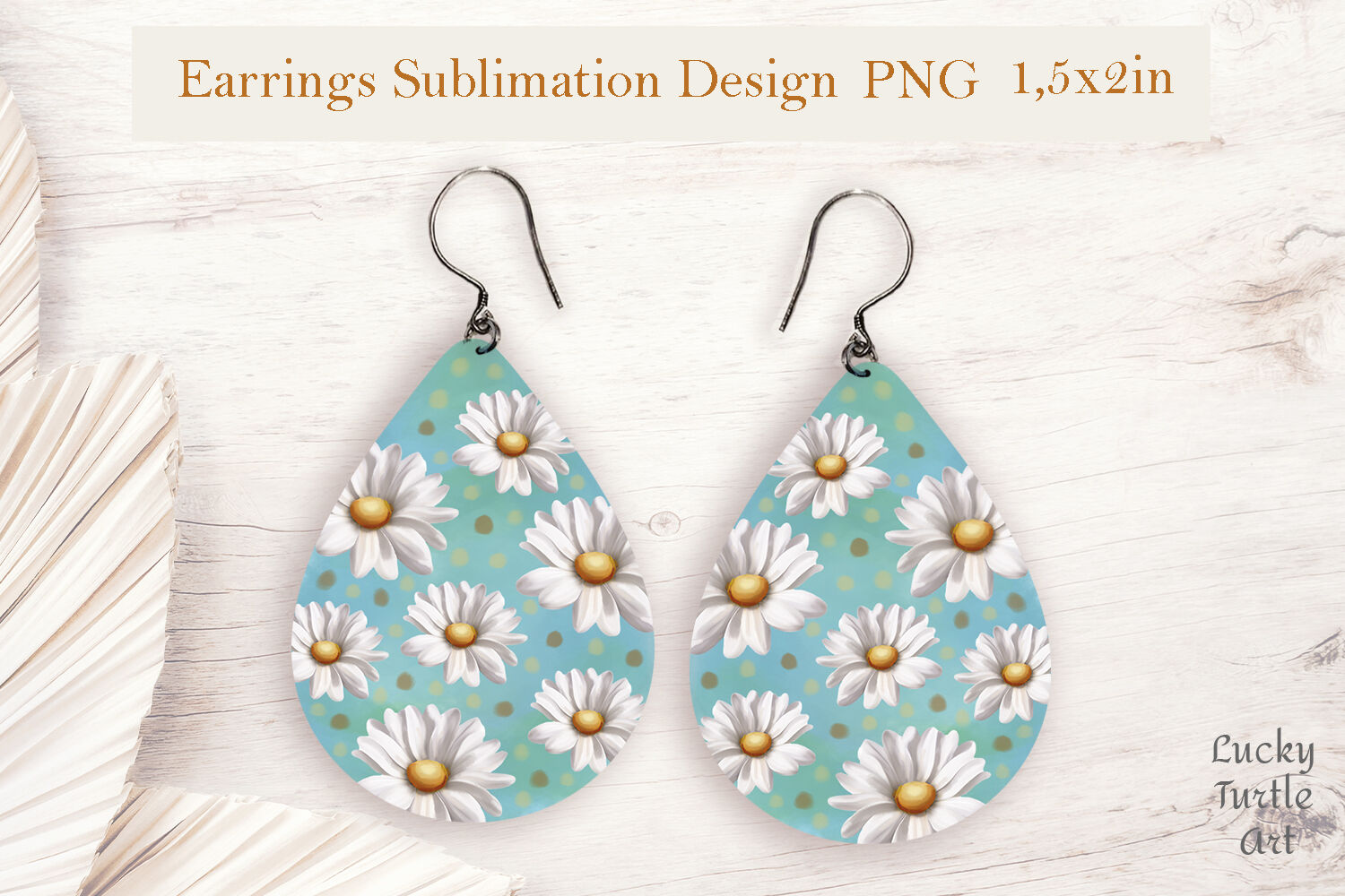 Daisies teardrop sublimation earrings design bundle By