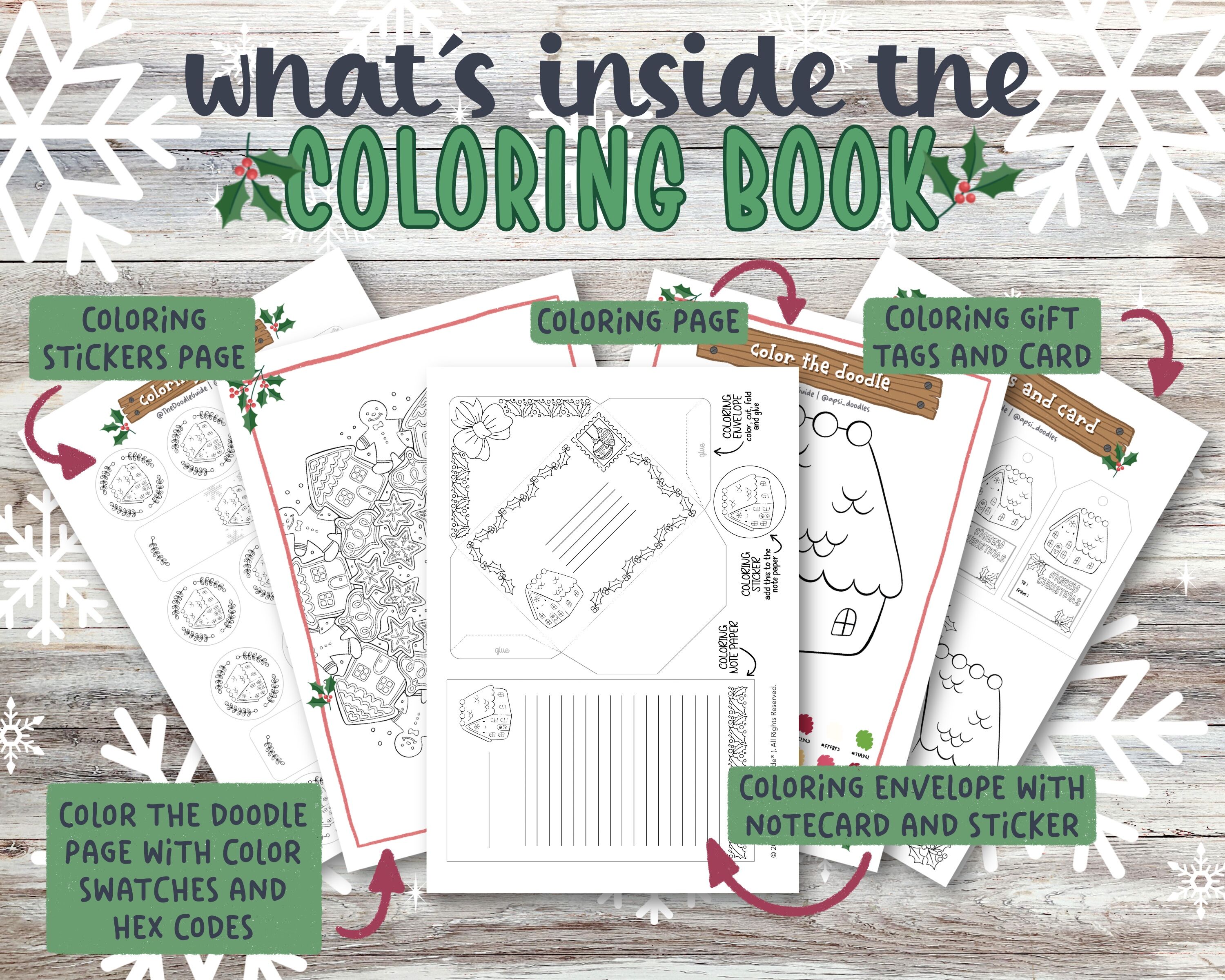 Lets Color - Gingerbread House By The Doodle Guide | TheHungryJPEG