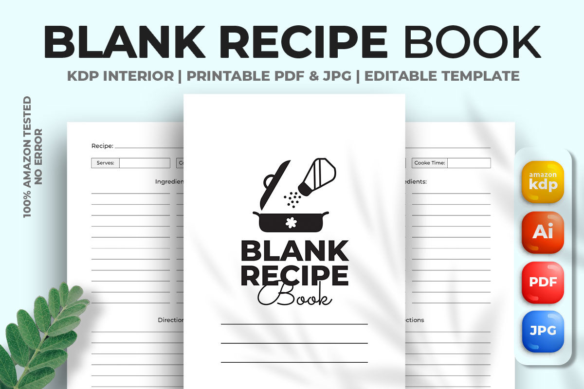 Blank Recipe Book Cookbook for KDP Graphic by KDP Interiors