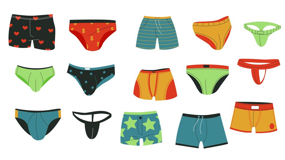 Men swimming underpants. Male swimsuit garment colorful underwear, car By  Tartila