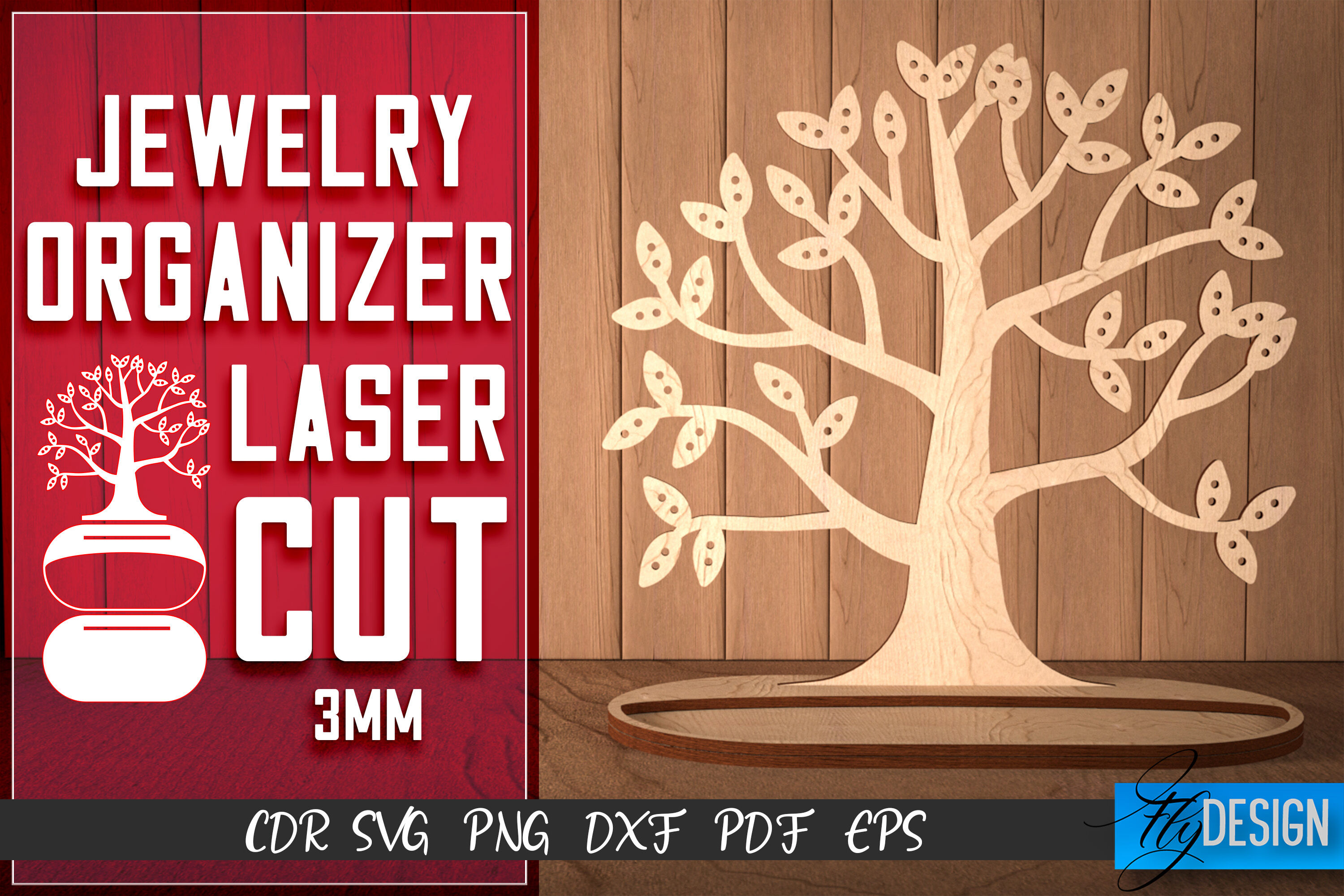 Jewelry Organizer Laser Cut SVG, Accessories Holder SVG Design, CNC By  Fly Design