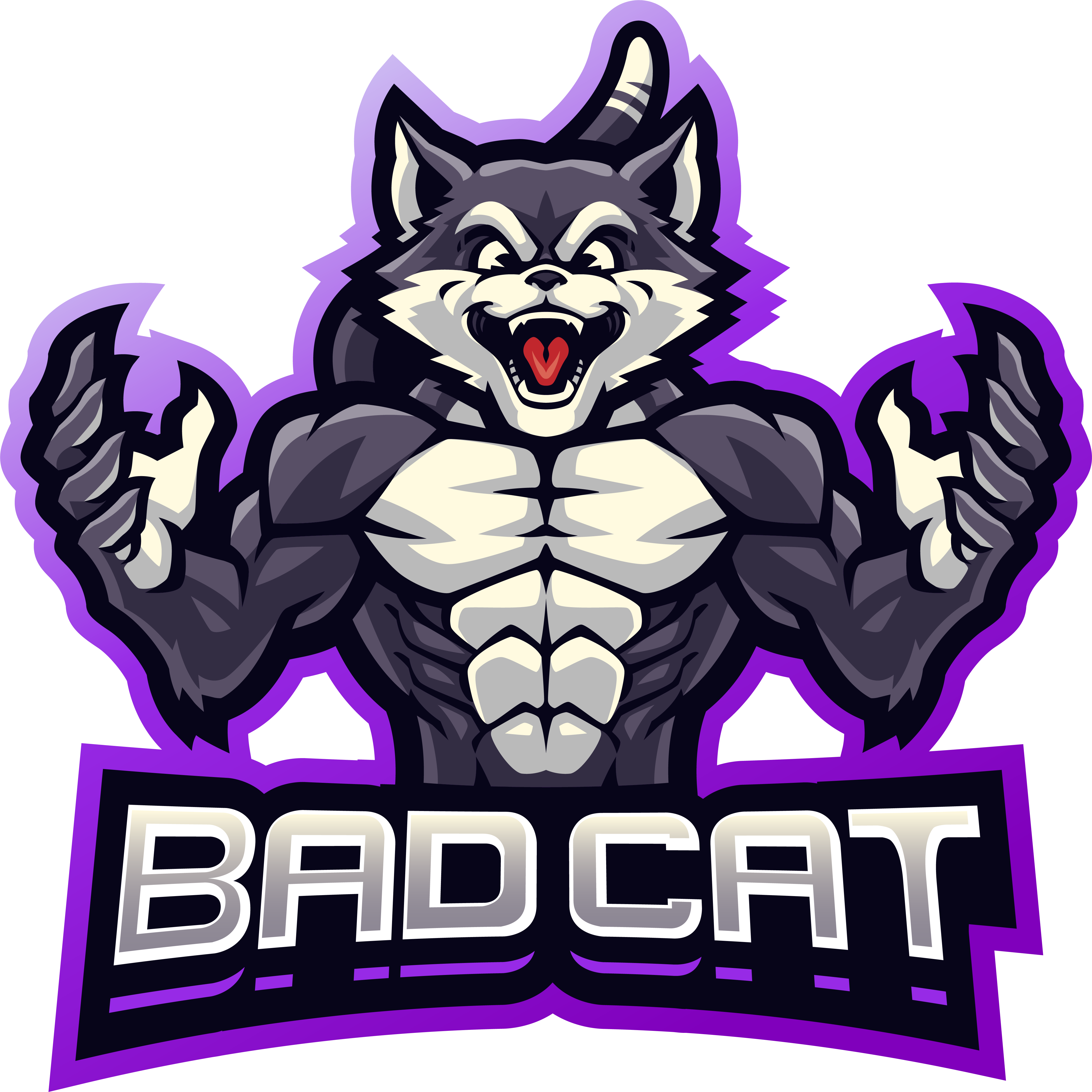 Bad cat fighter mascot logo design By Visink