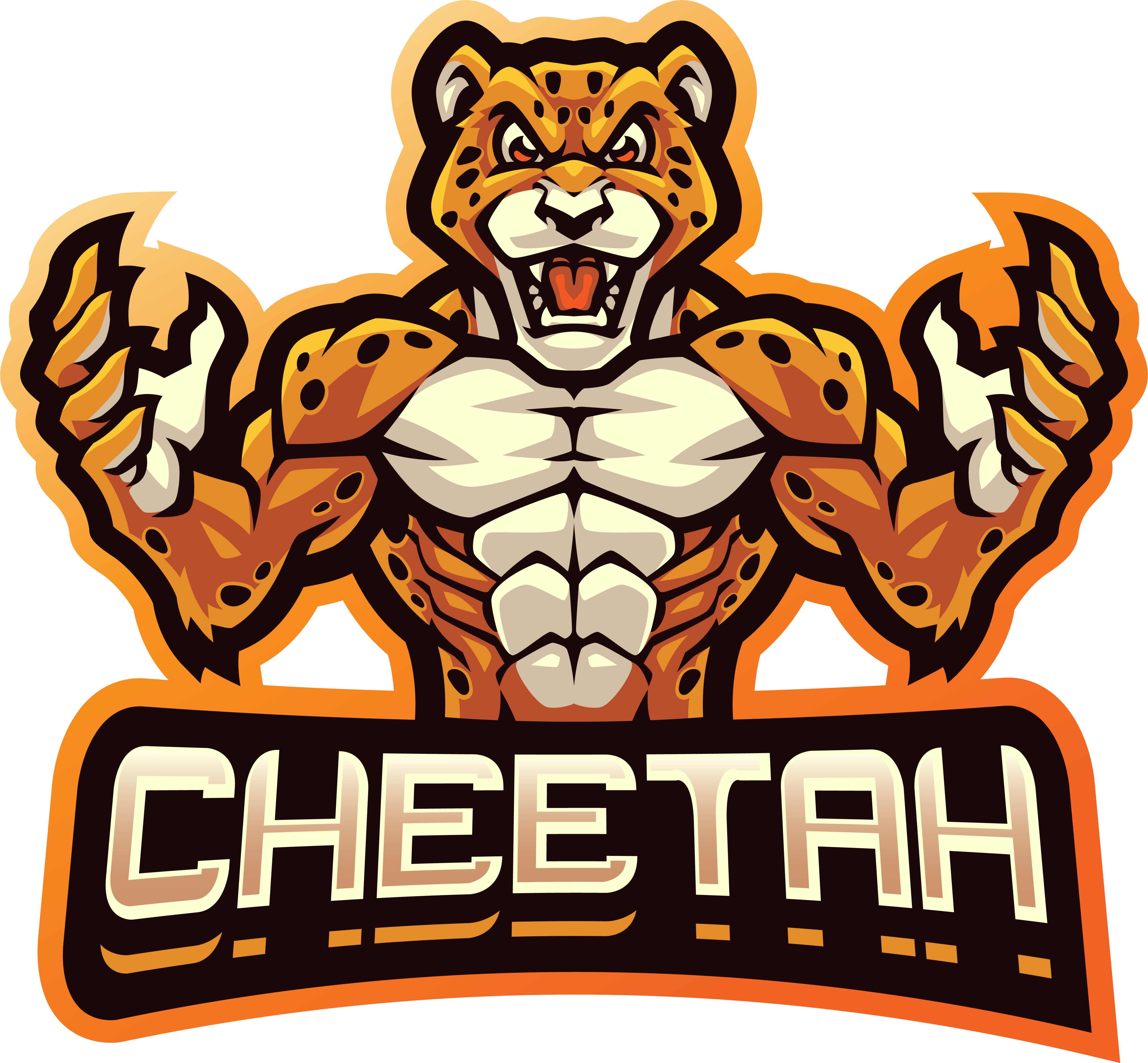 Cheetah fighter esport mascot logo design By Visink
