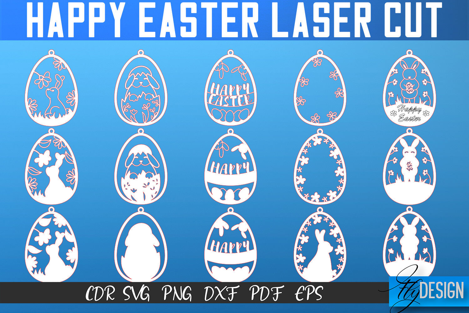 Happy Easter Egg Laser Cut SVG | Easter SVG Design | CNC Files By Fly ...