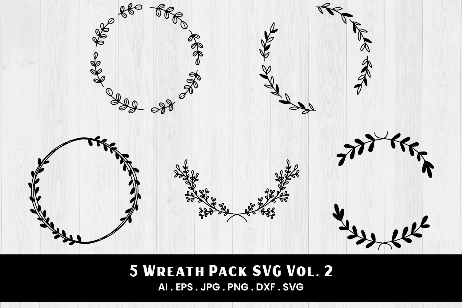 Wreath Pack SVG Vol. 2 | 5 Variations By qidsign project | TheHungryJPEG