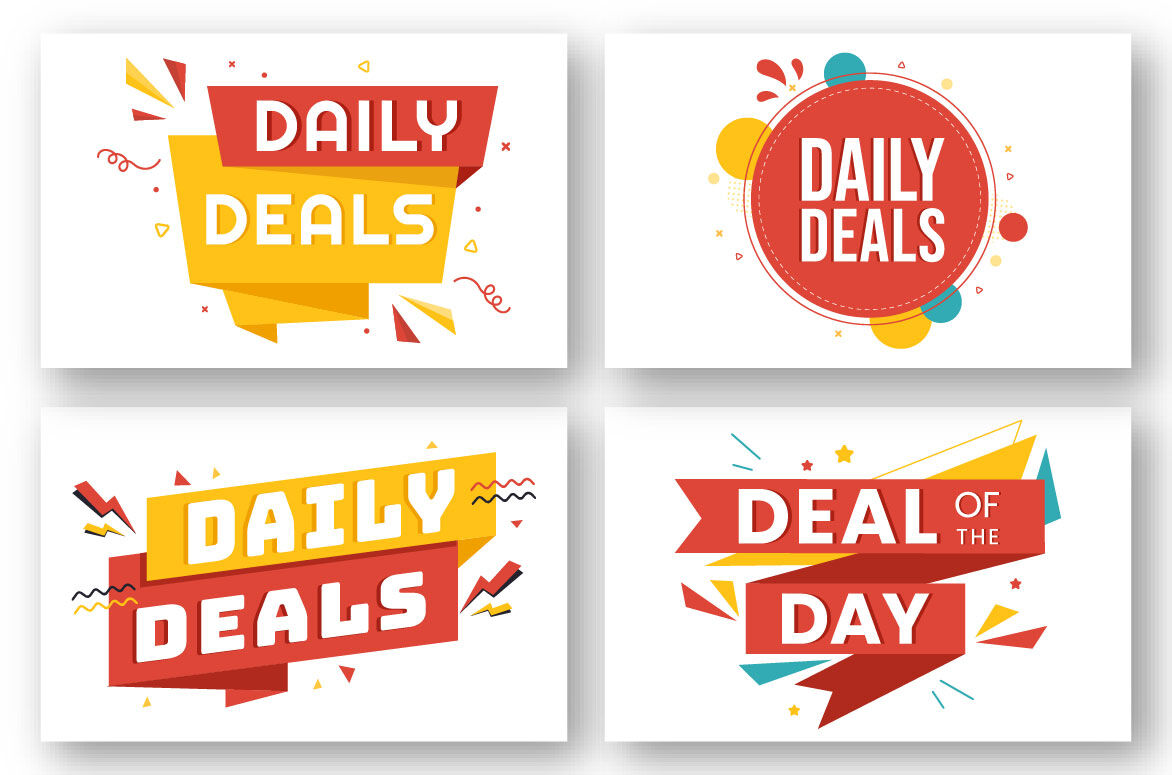 Daily Deals of The Day with Decorative Lettering Text Style for