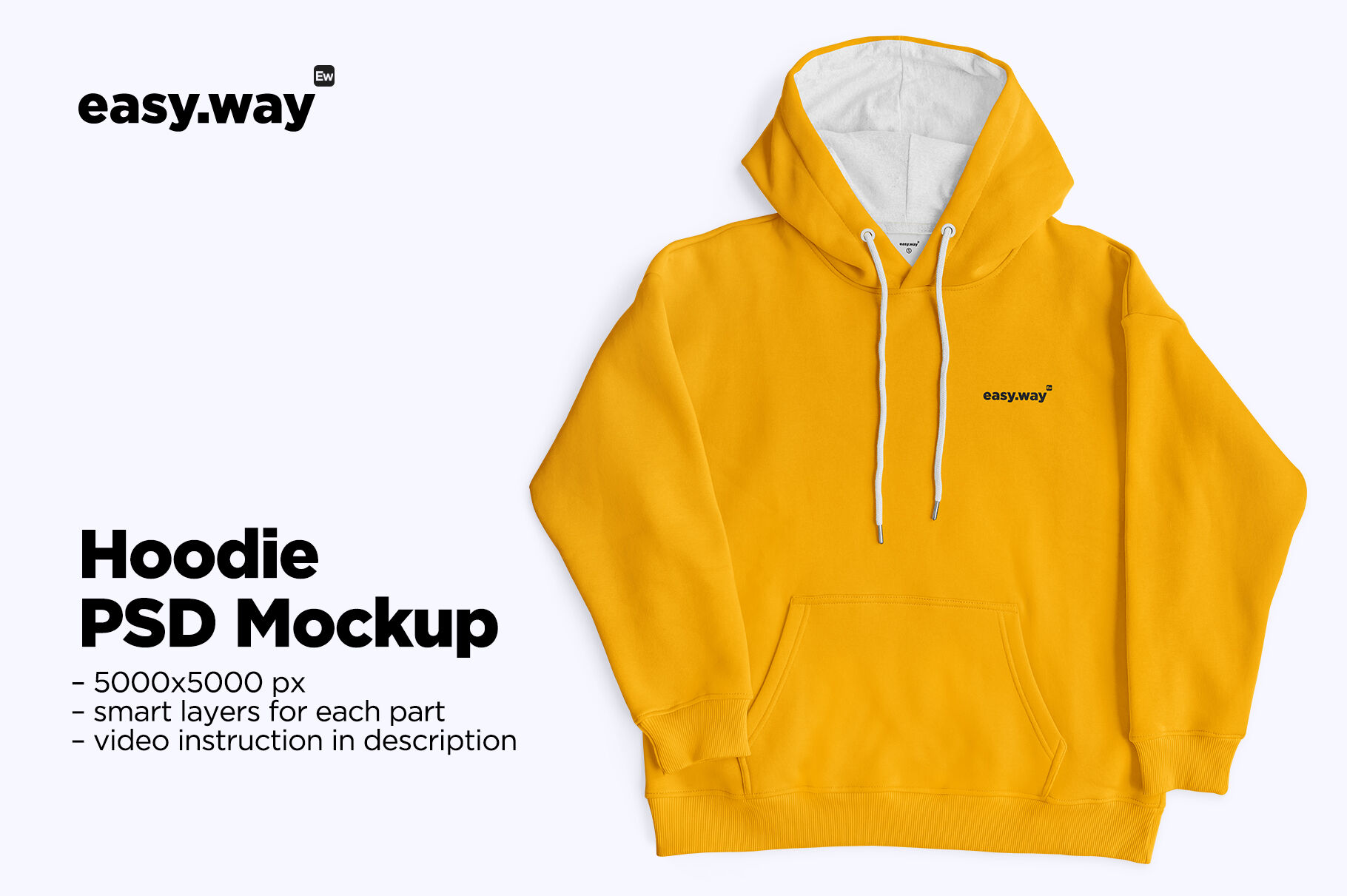 Hoodie with Laces PSD Mockup By Easy Way | TheHungryJPEG