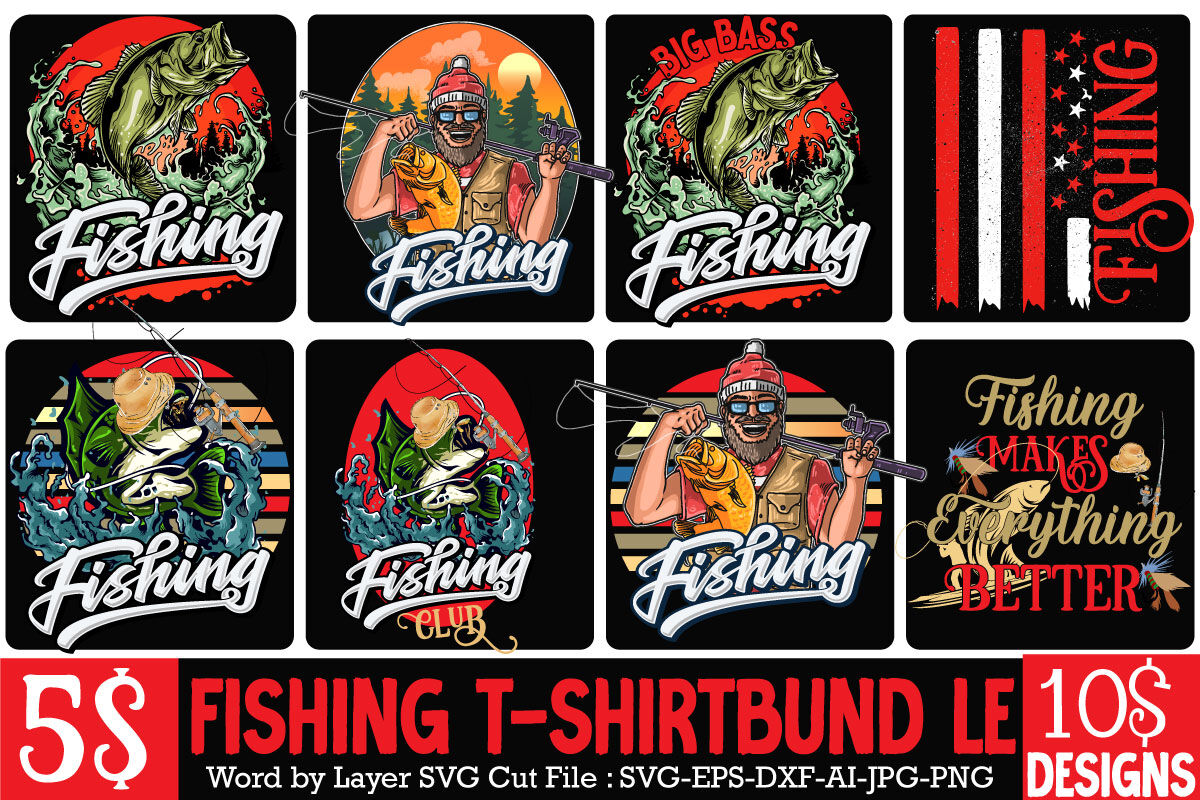 Fishing T-Shirt Bundle, Fishing SVG Bundle By Rana Creative