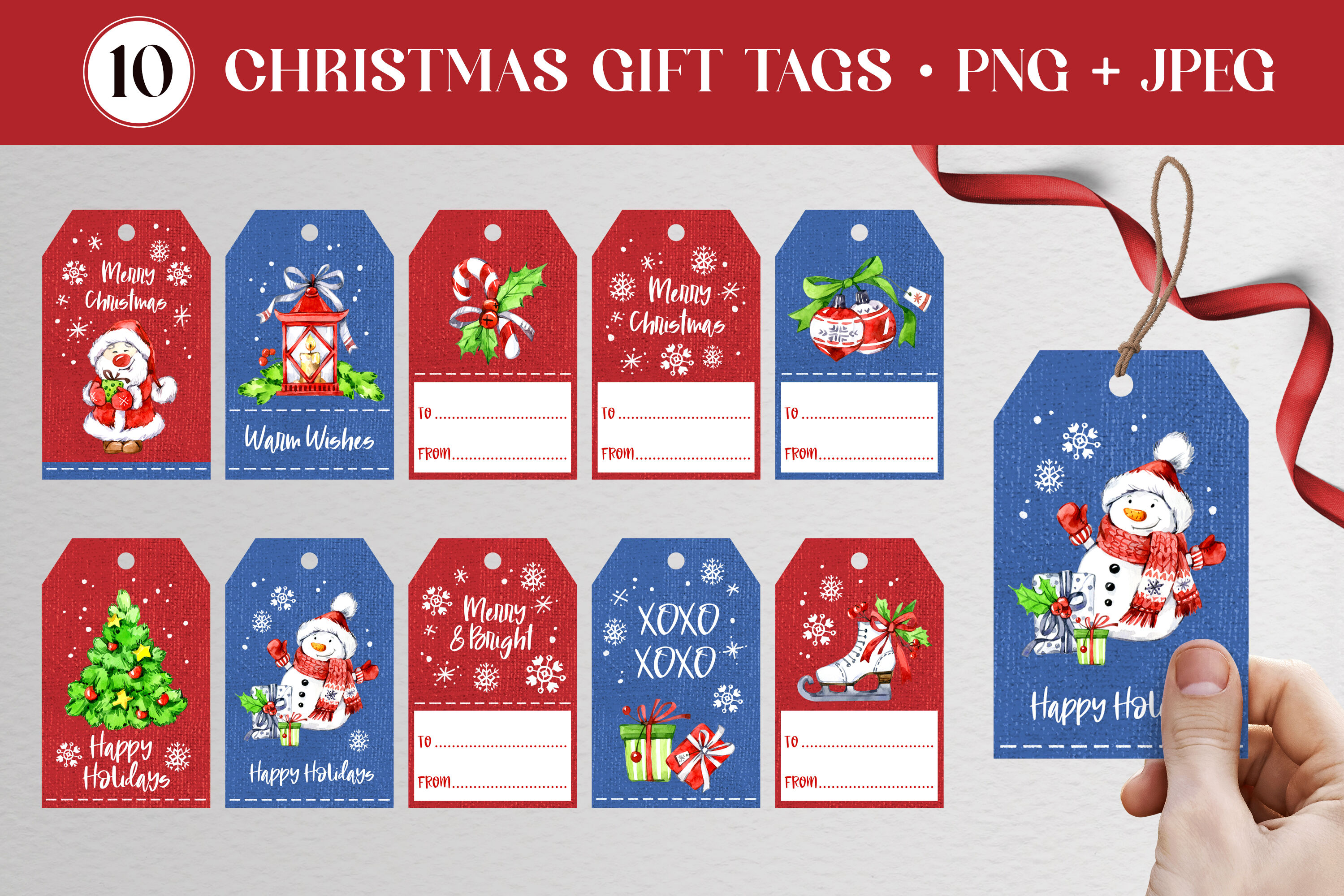 10 Best Christmas Gift Tags Printable Templates PDF for Free at