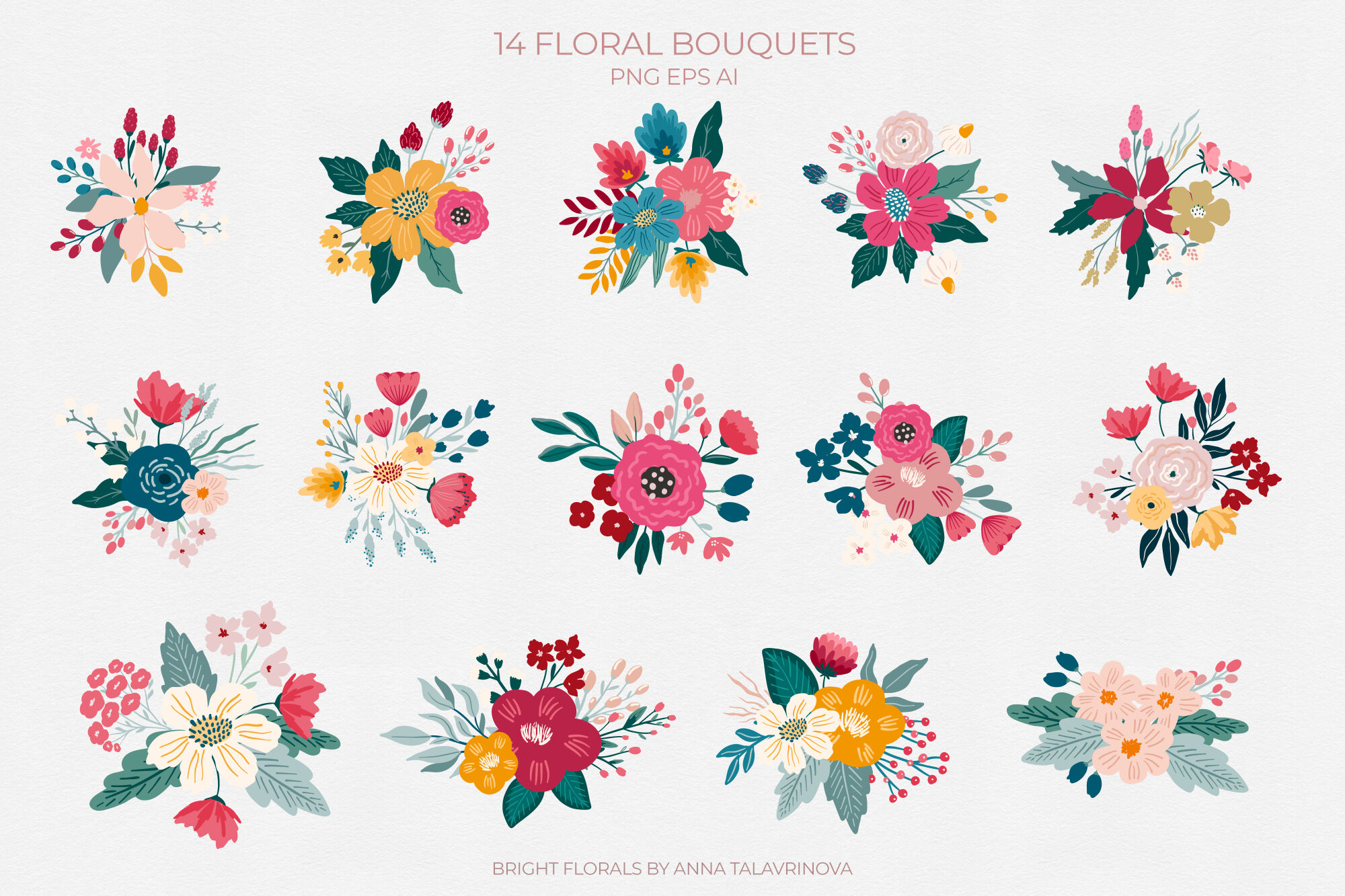 Bright Florals patterns and clipart By Cozy little shop | TheHungryJPEG