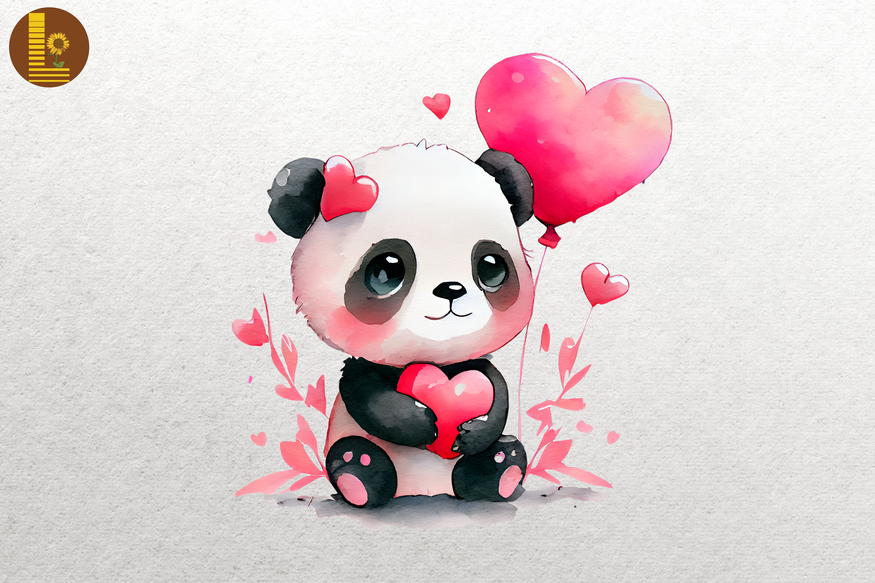 Lovely Cute Baby Panda Valentine's Day By Mulew Art | TheHungryJPEG