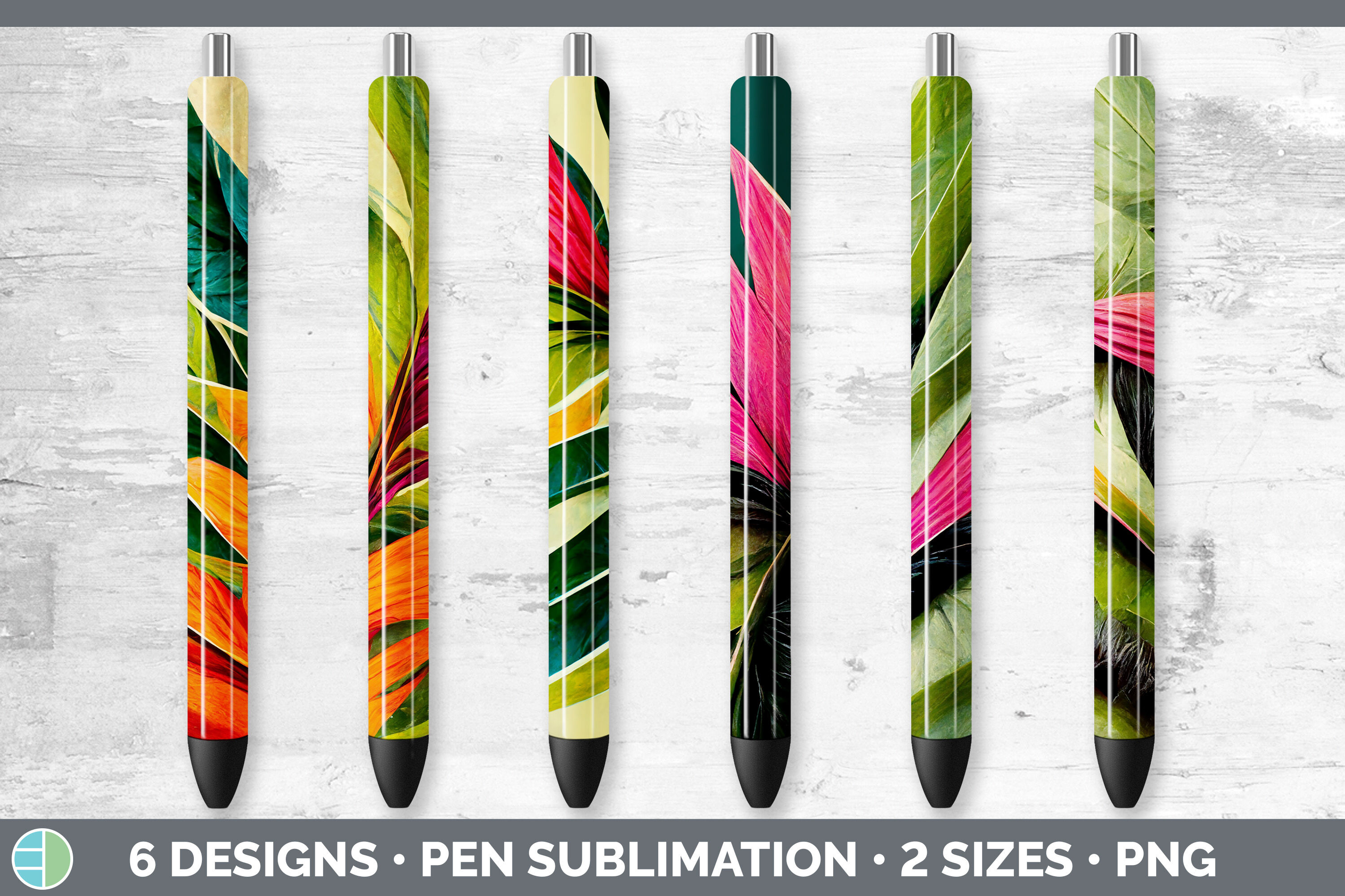 Tropical Leaves Pen Wraps | Epoxy Sublimation Bundle By Enliven Designs