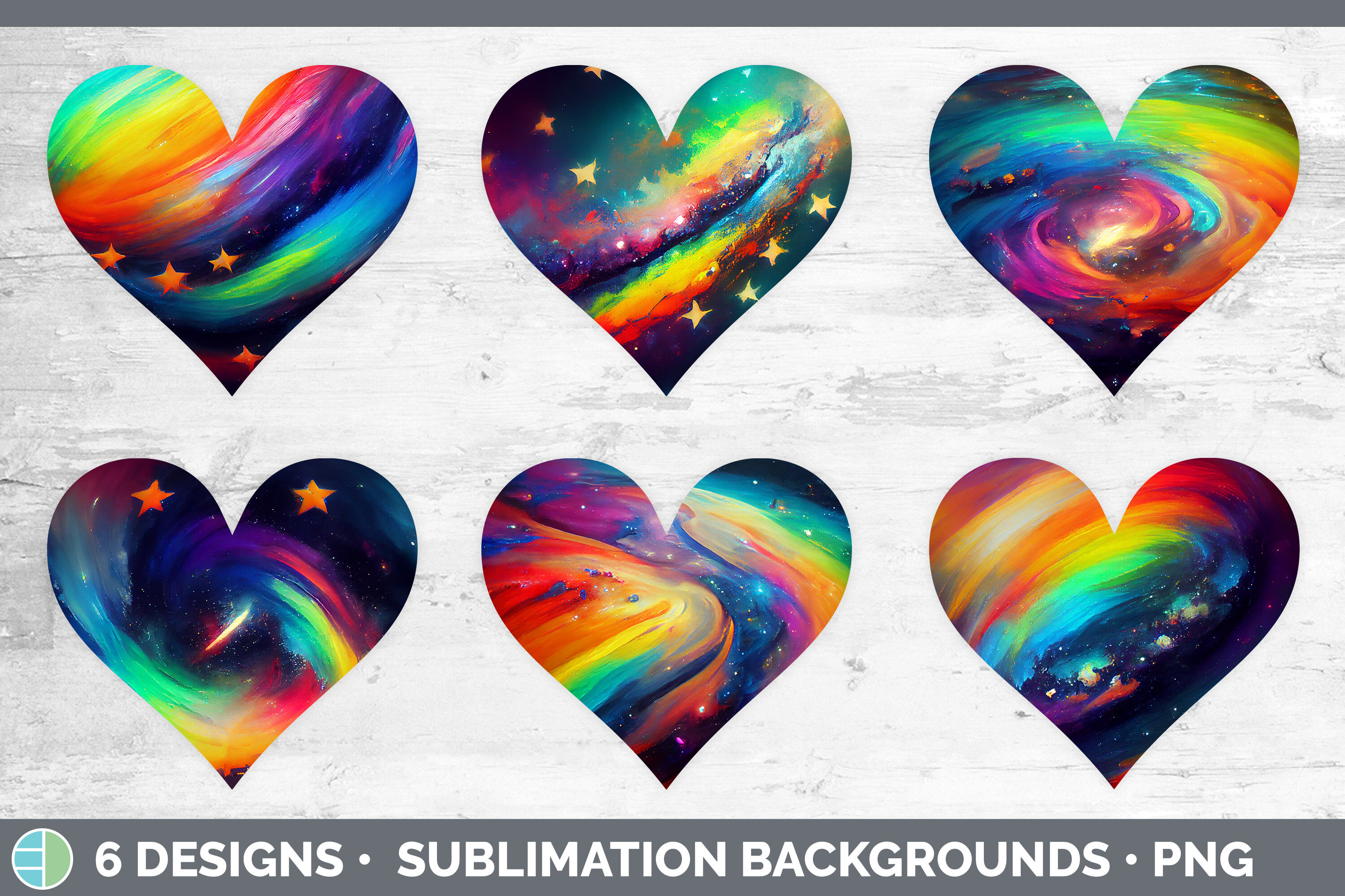 Rainbow Hearts Clipart | Sublimation Designs By Enliven Designs ...