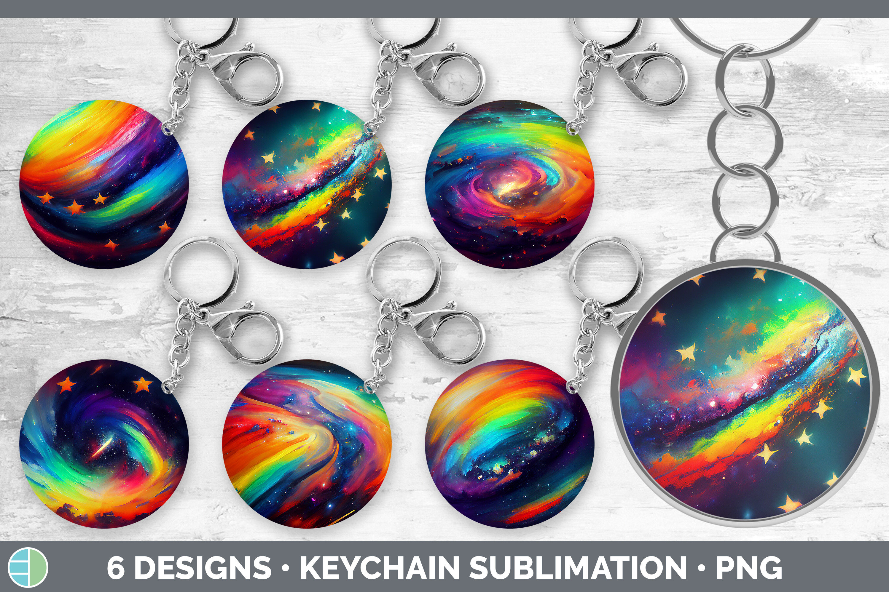 Rainbow Keychain Bundle | Keyring Sublimation Designs By Enliven ...