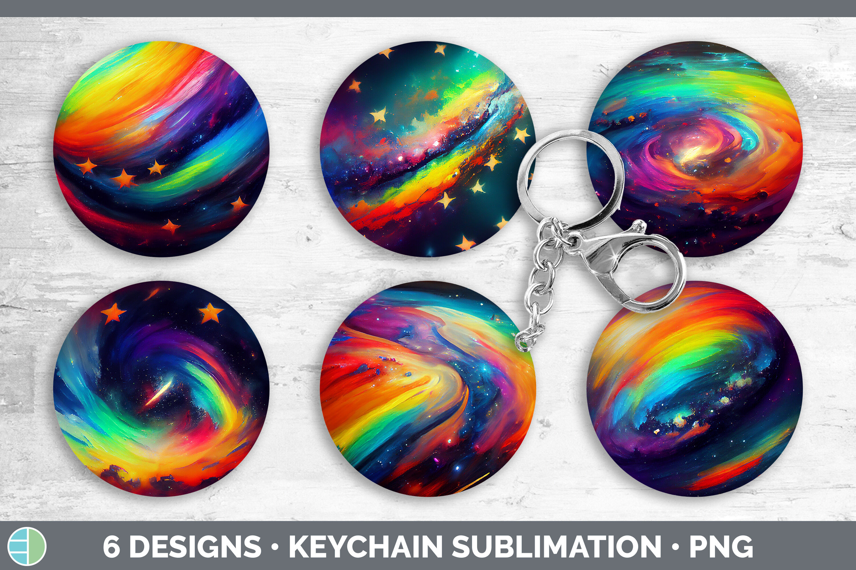 Rainbow Keychain Bundle | Keyring Sublimation Designs By Enliven ...