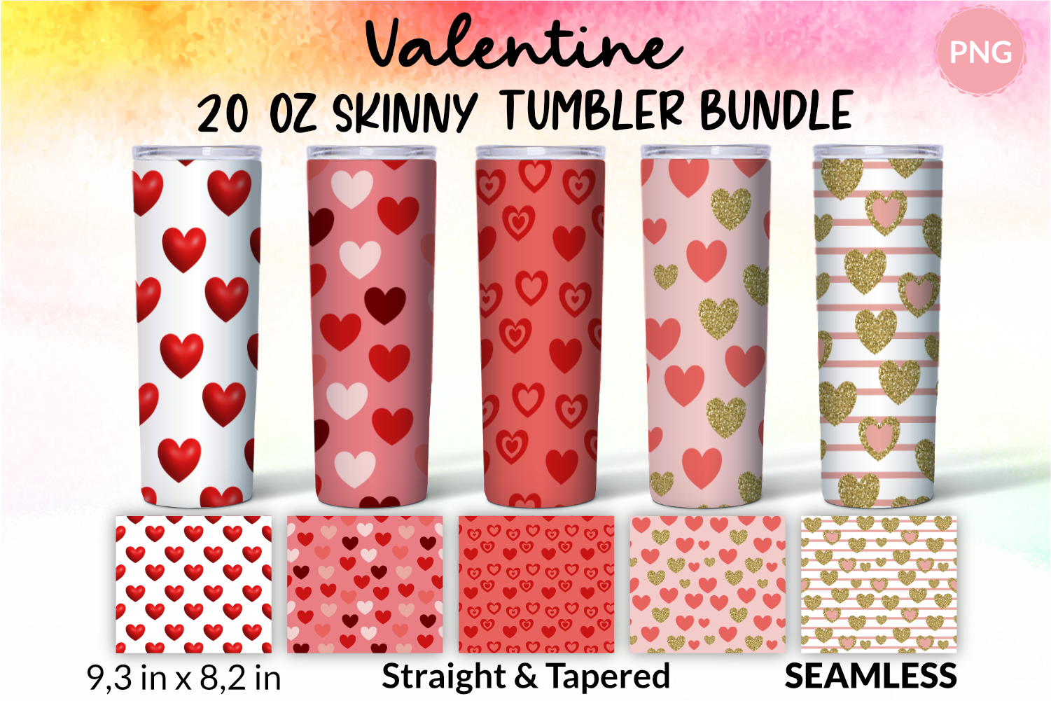 Valentine tumbler sublimation design Heart tumbler wrap Png By
