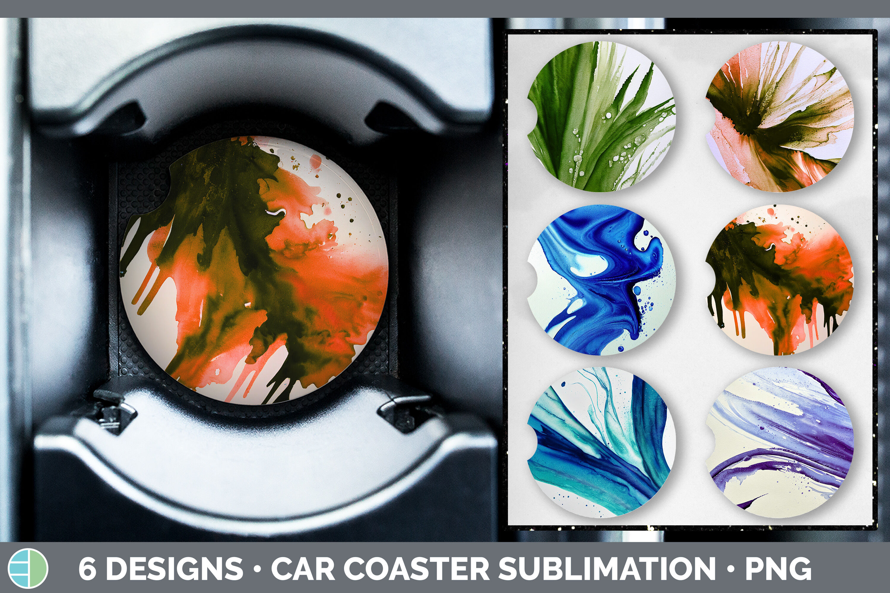 Watercolor Background Car Coaster | Sublimation Designs Bundle By ...