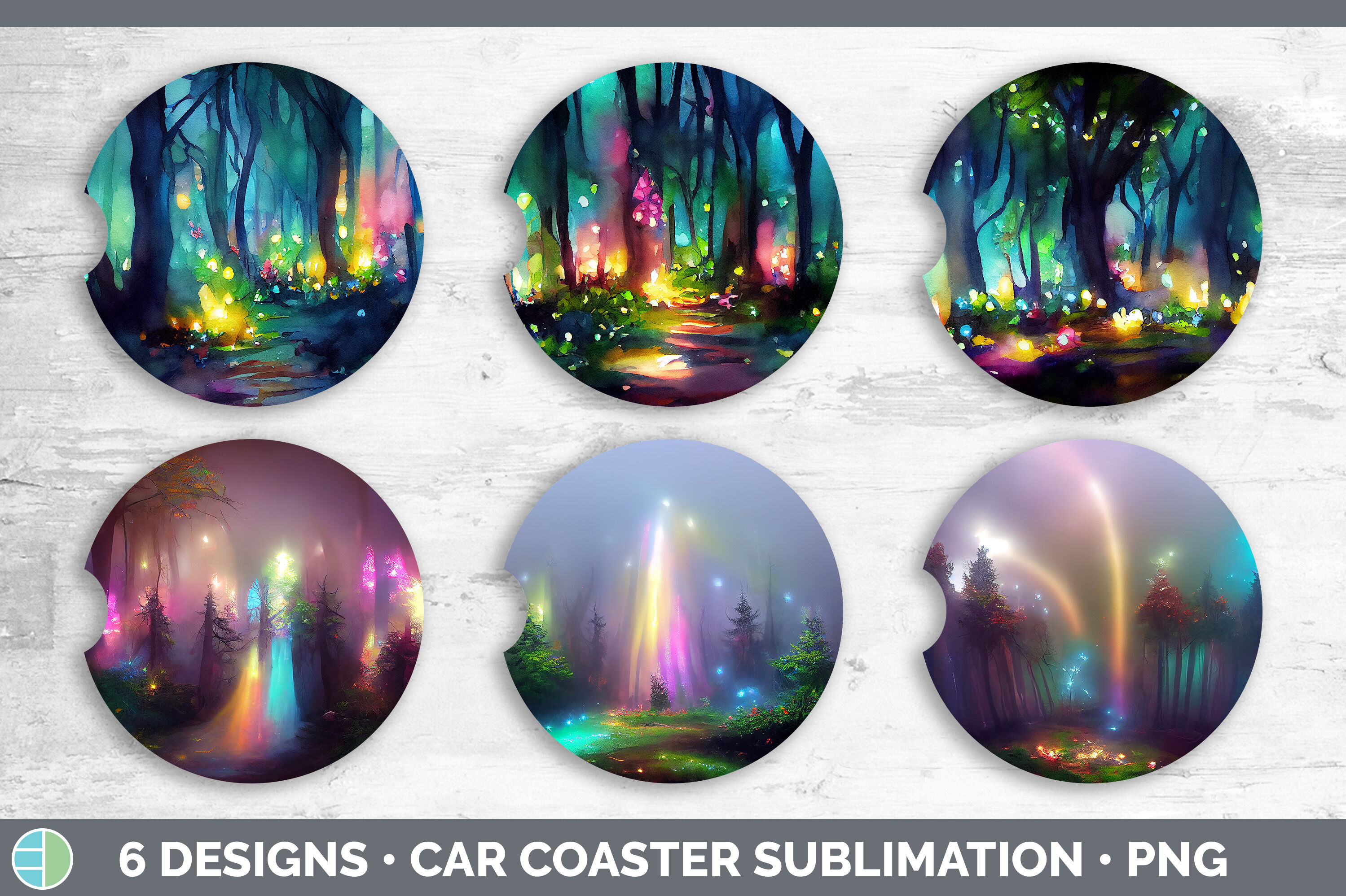 Fairy Forest Car Coaster | Sublimation Designs Bundle By Enliven ...