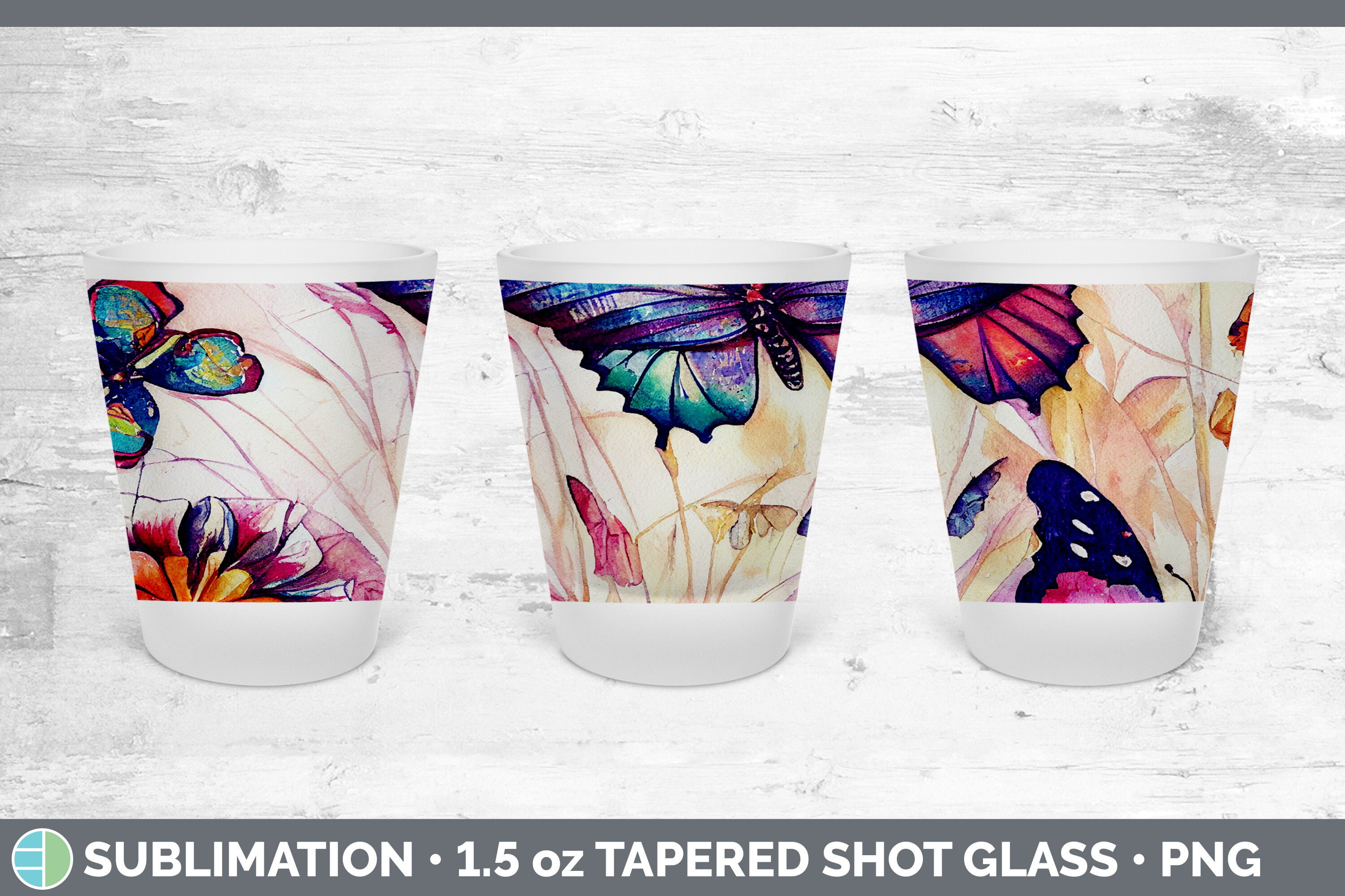 Butterflies Shot Glass Sublimation, Shot Glass 1.5oz Tapered By Enliven  Designs