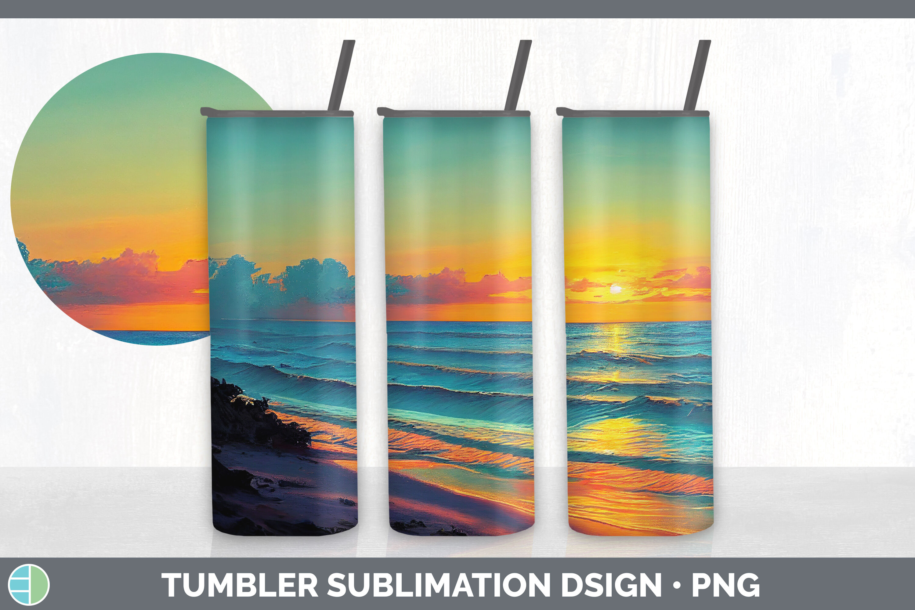 Beach Sunset Tumbler Sublimation Bundle By Enliven Designs | TheHungryJPEG