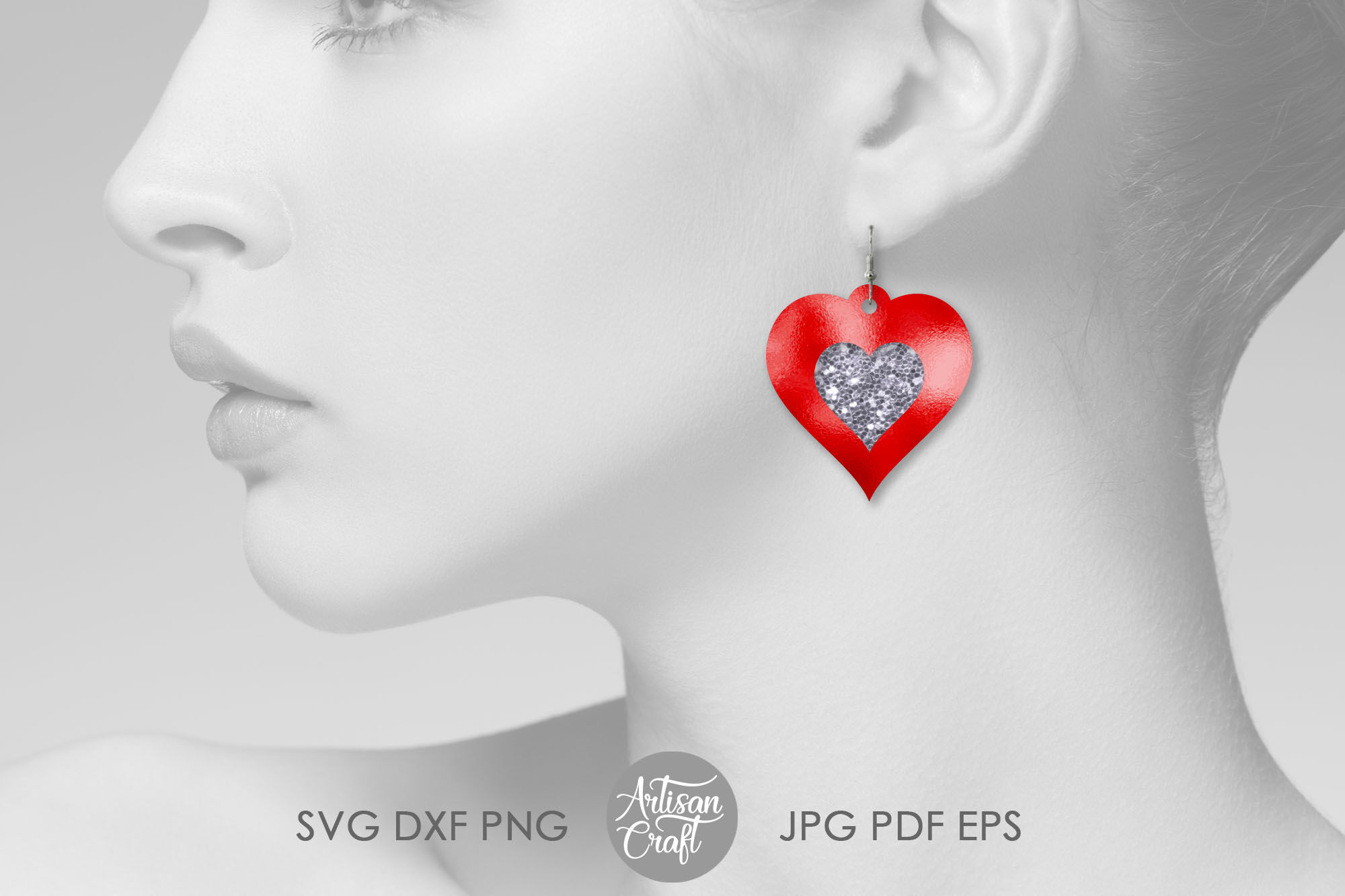 Valentines earrings, SVG cut file, heart earrings SVG By Artisan Craft SVG