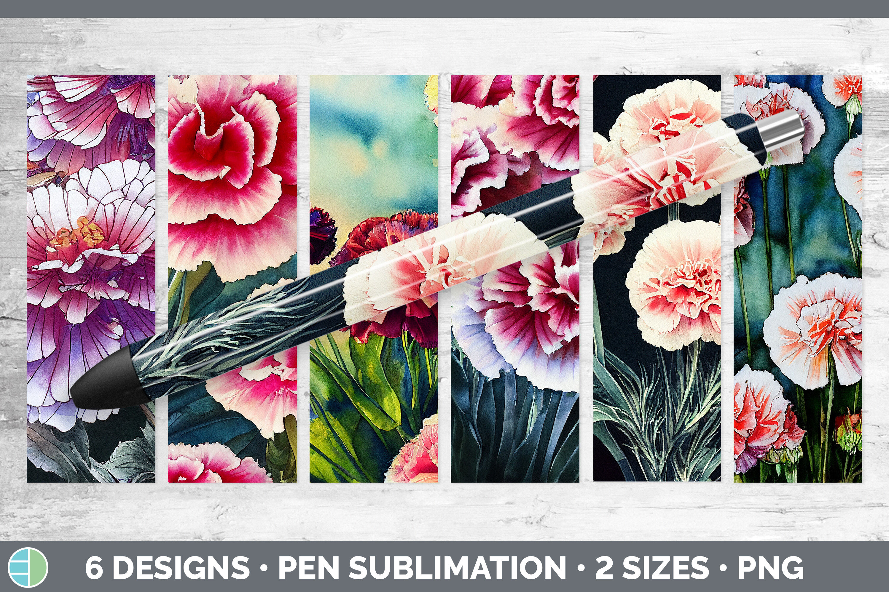 Carnations Pen Wraps | Epoxy Sublimation Bundle By Enliven Designs ...