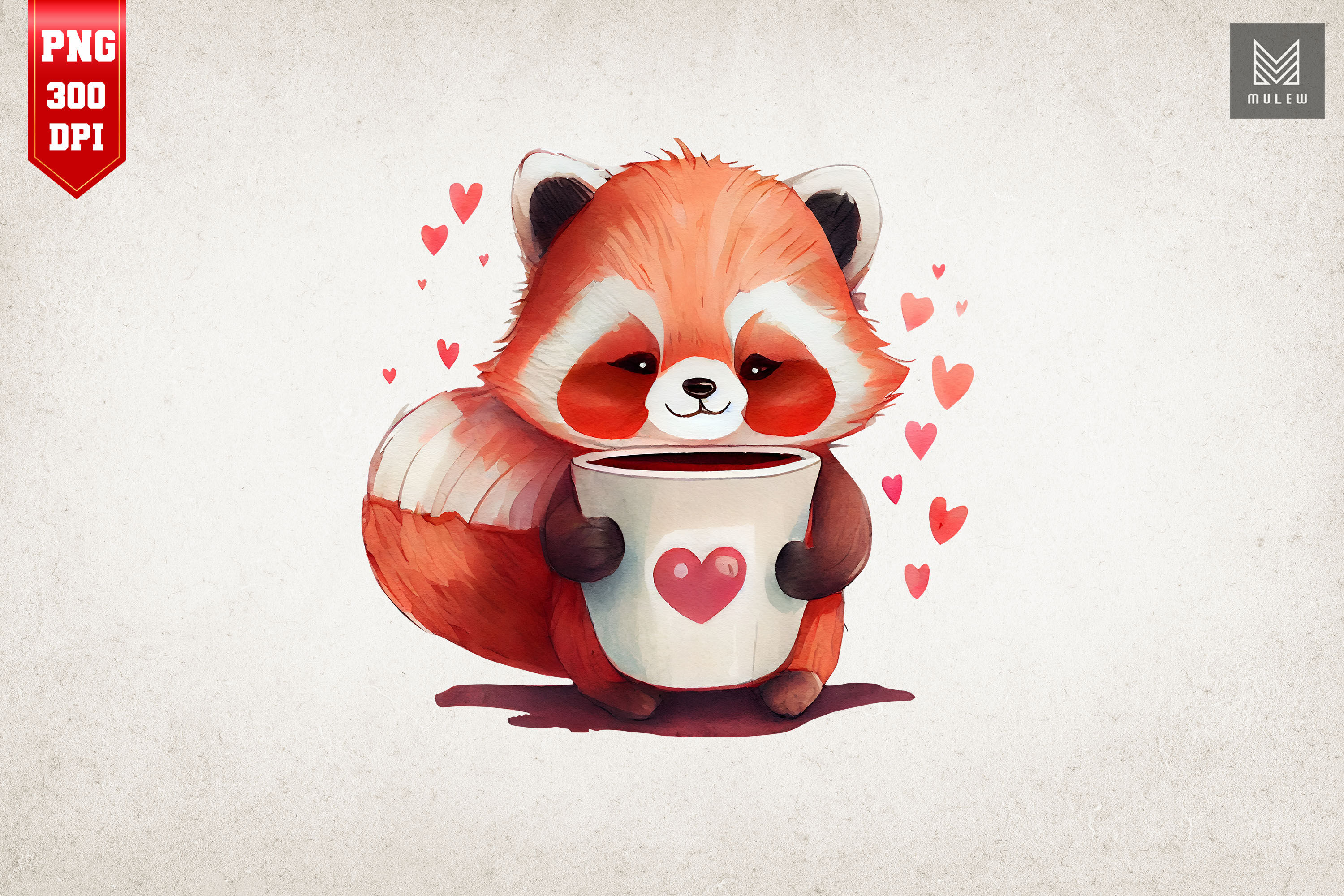 Cute Red Panda Loves Coffee Clipart By Mulew Art | TheHungryJPEG