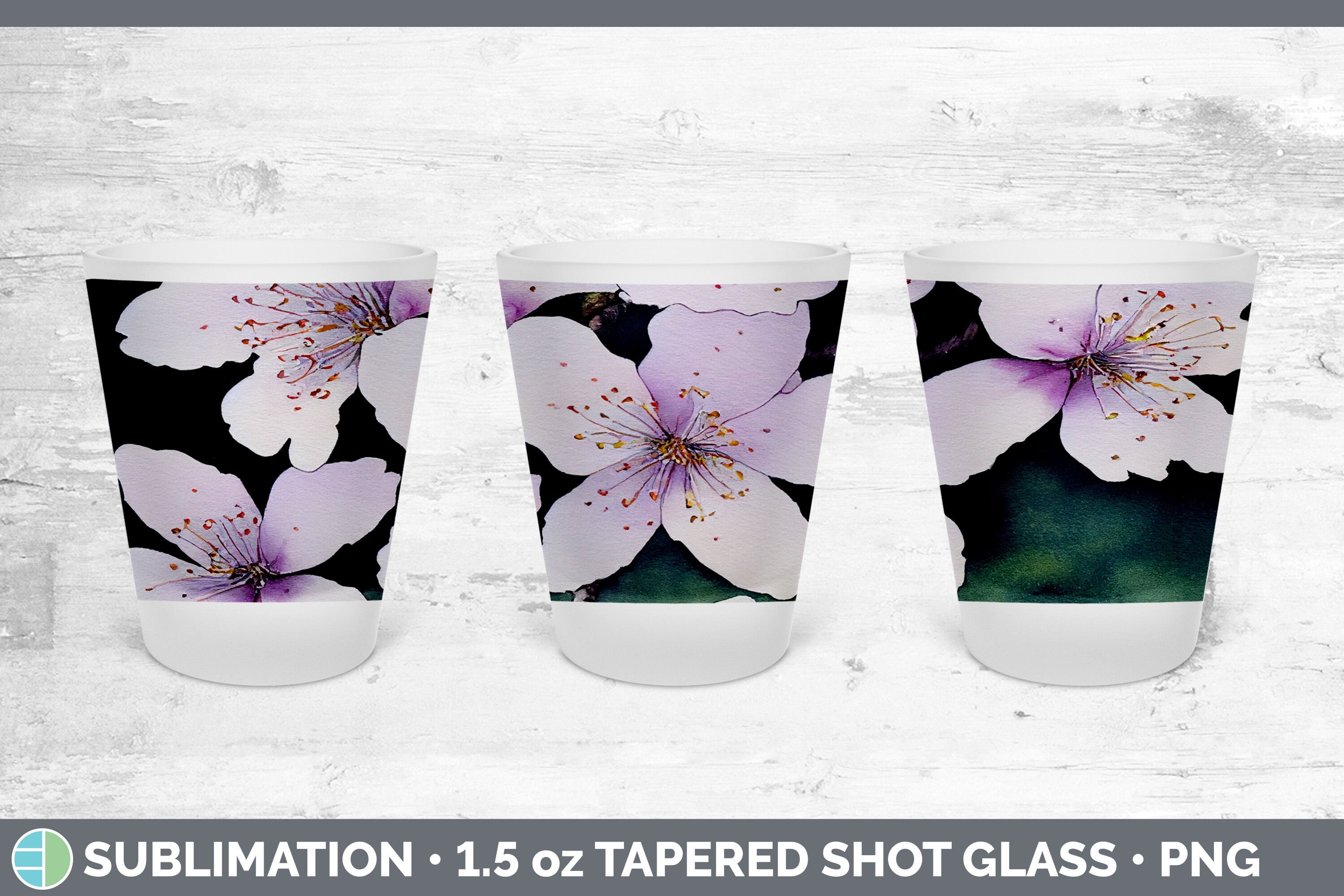 Cherry Blossoms Shot Glass Sublimation, Shot Glass 1.5oz Tapered By  Enliven Designs